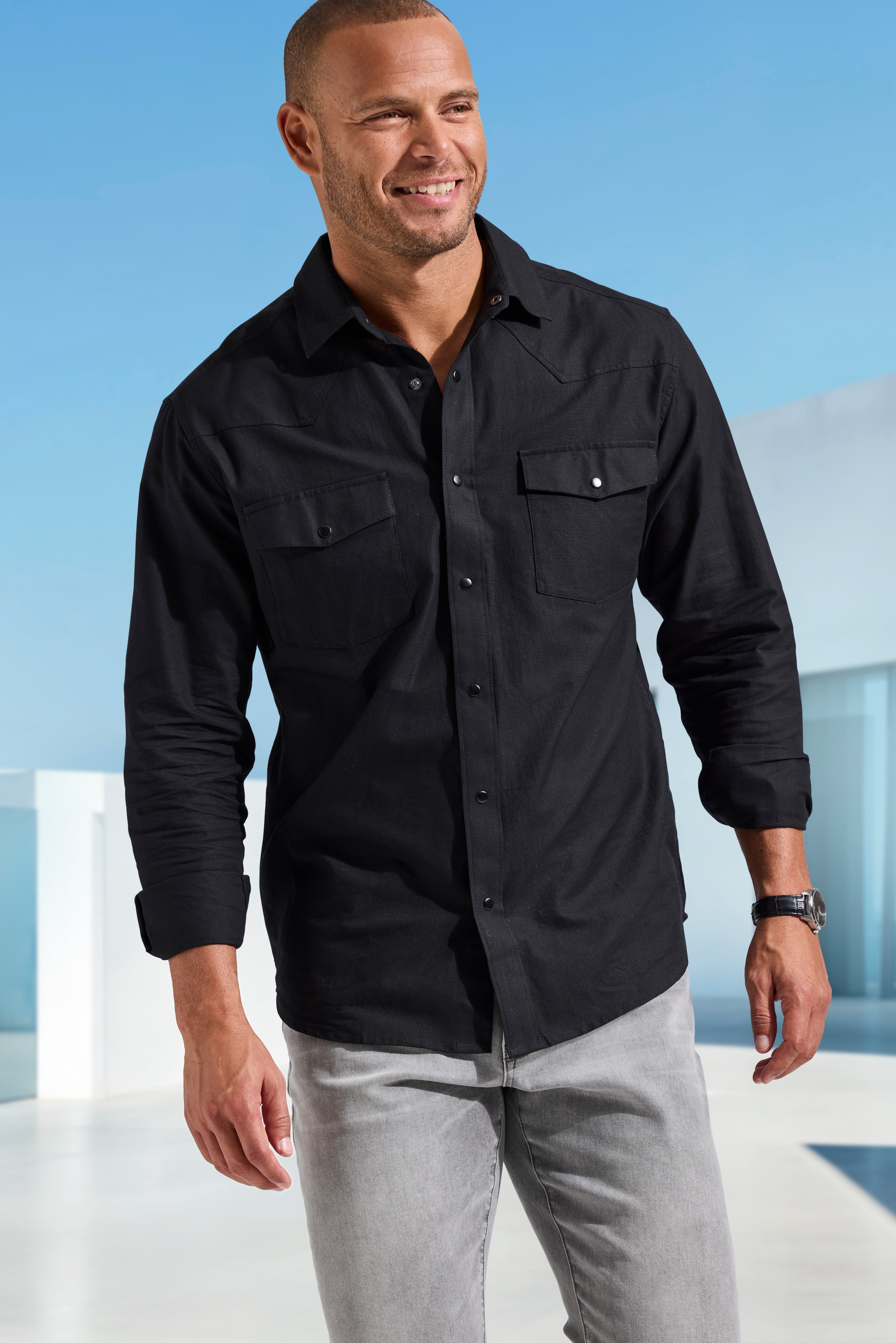 John Devin 5-Pocket-Jeans »Straight-fit Jeans«, aus elastischer Denim-Qualität