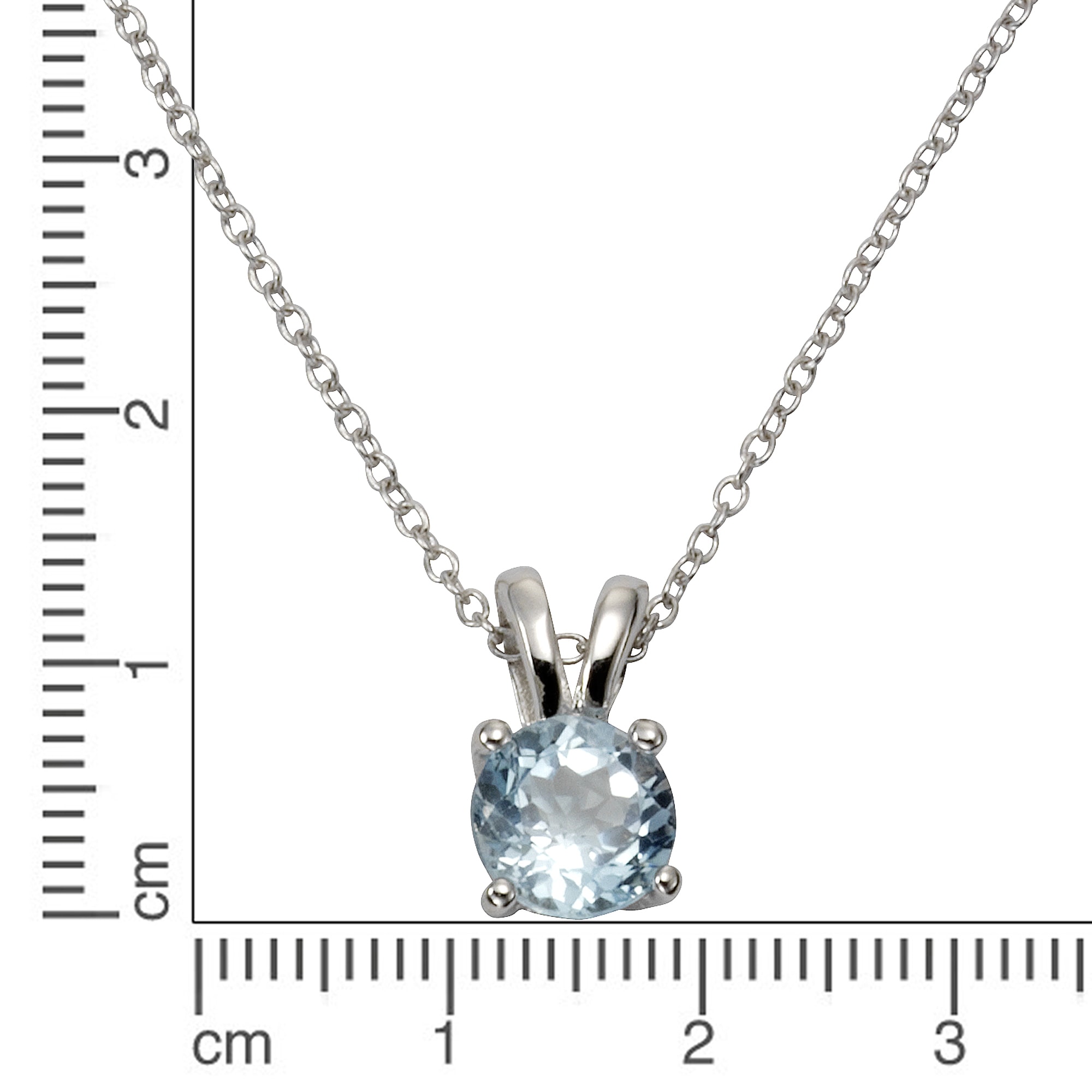 Zeeme Kette mit Anhänger »Silber 925 rhodiniert 42+3cm mit Blautopas (beh.)«