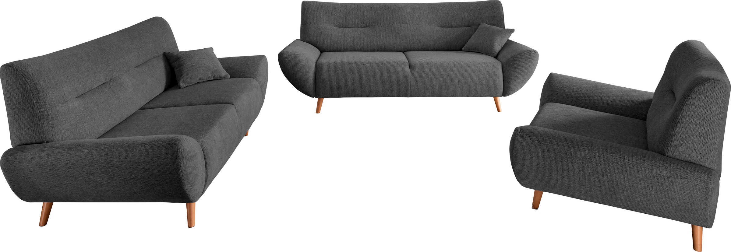 INOSIGN Polstergarnitur »Drago elegant und zeitlos, komfortabel, moderne Formensprache«, (Set, 3 tlg., 3-Sitzer, 2-Sitzer und Sessel), als Sessel/Polsterecke erhältlich, versch. Stoffe, inkl. 2 Zierkissen