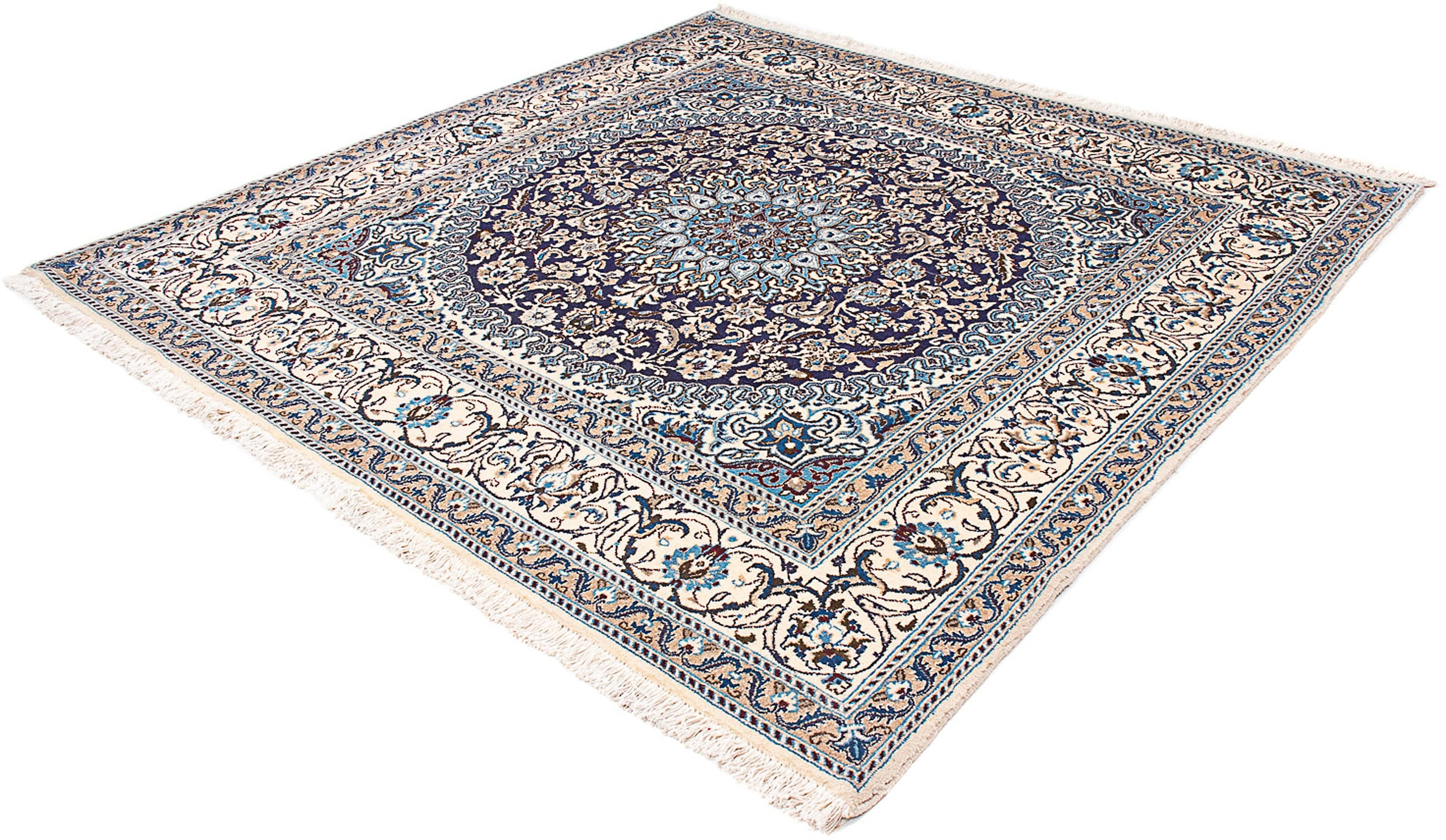 morgenland Orientteppich "Perser - Nain quadratisch - 200 x 200 cm - dunkelblau", quadratisch, 10 mm Höhe, Wohnzimmer, H