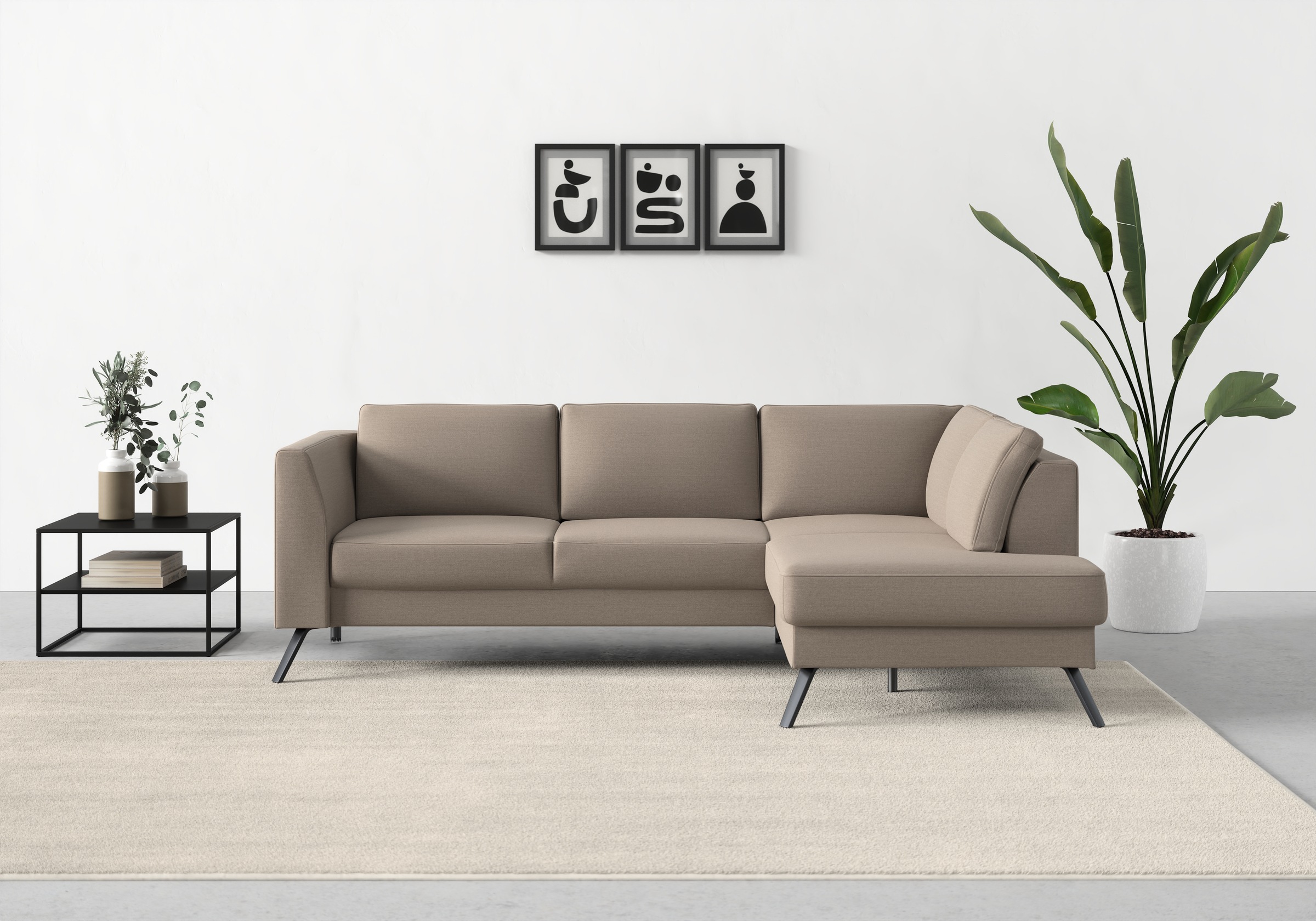 sit&more Ecksofa »Lindholm L-Form«, mit Sitztiefenverstellung und Federkern