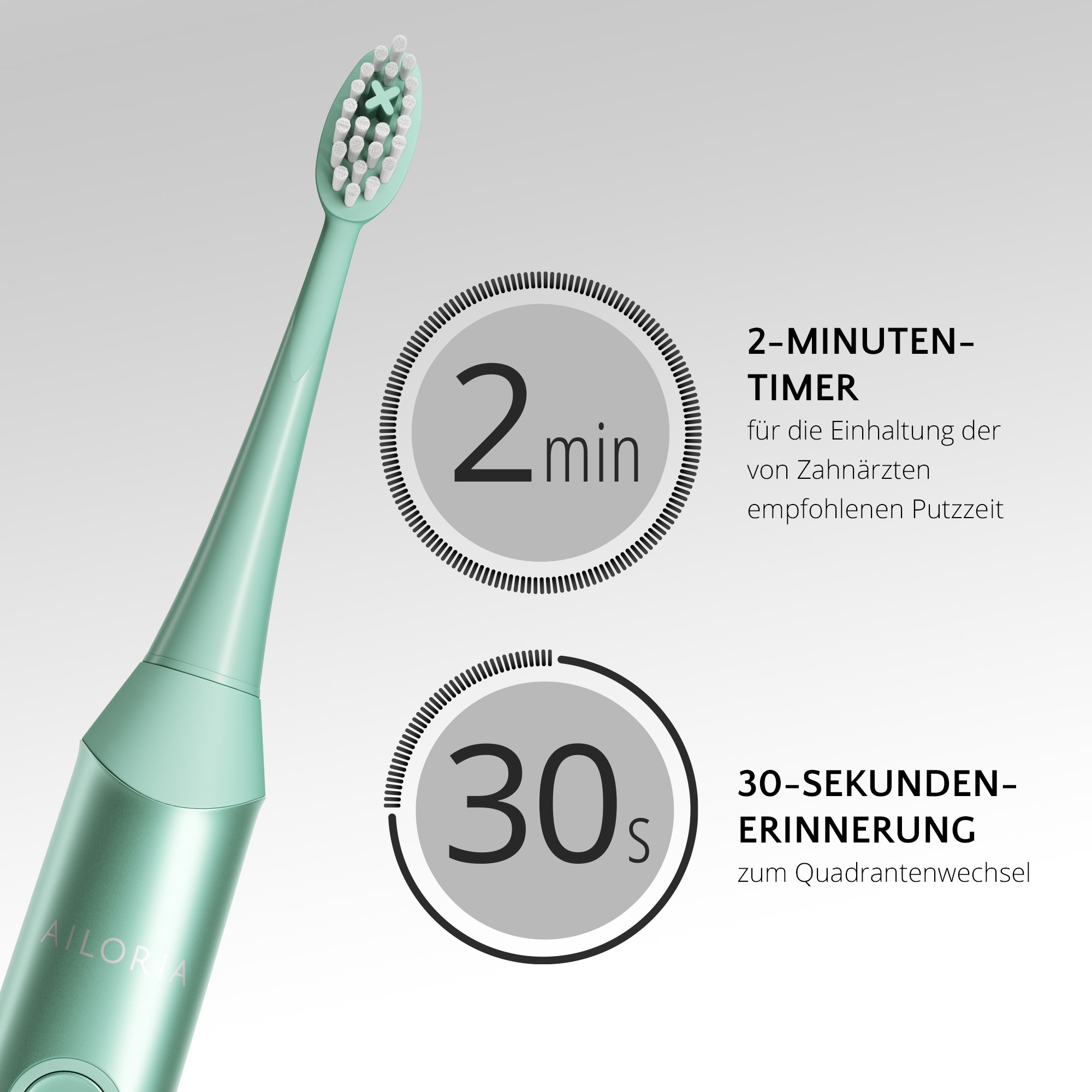 AILORIA Schallzahnbürste »Sommer-Edition SHINE BRIGHT USB-Sonic Toothbrush« 2 Stk. Aufsteckbürsten