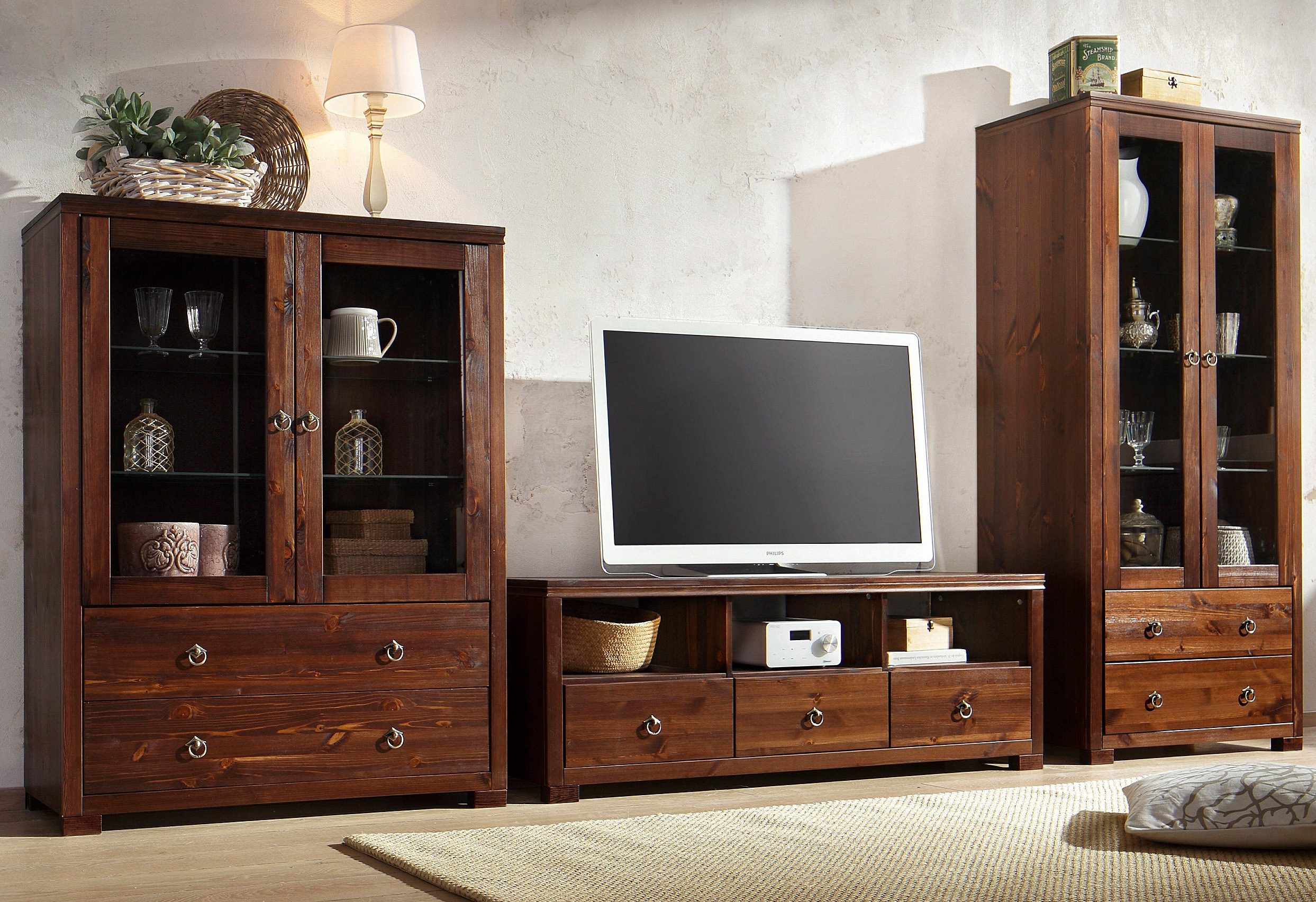 Thumbnail - Home affaire Highboard "Gotland", Vitrine, Breite 101 cm, Türen mit Glaseinsätzen, aus massiver Kiefer