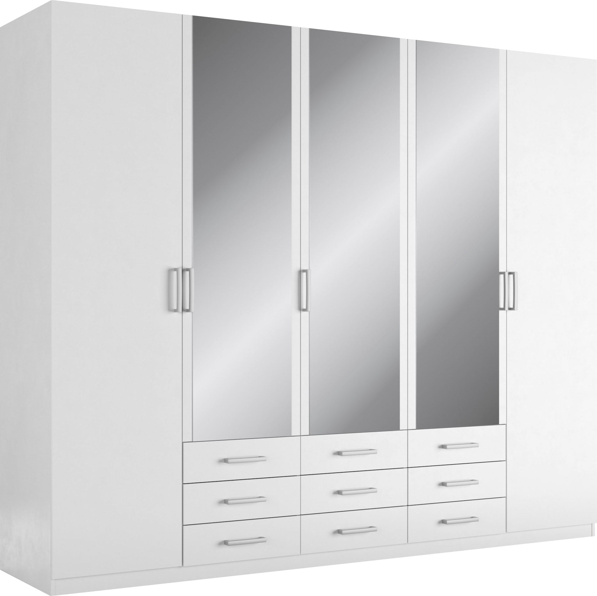 priess Kleiderschrank "Amsterdam, viel Stauraum durch viele Schubkästen, Spiegeltüren" Optional mit LED-Beleuchtung, Made in Germany