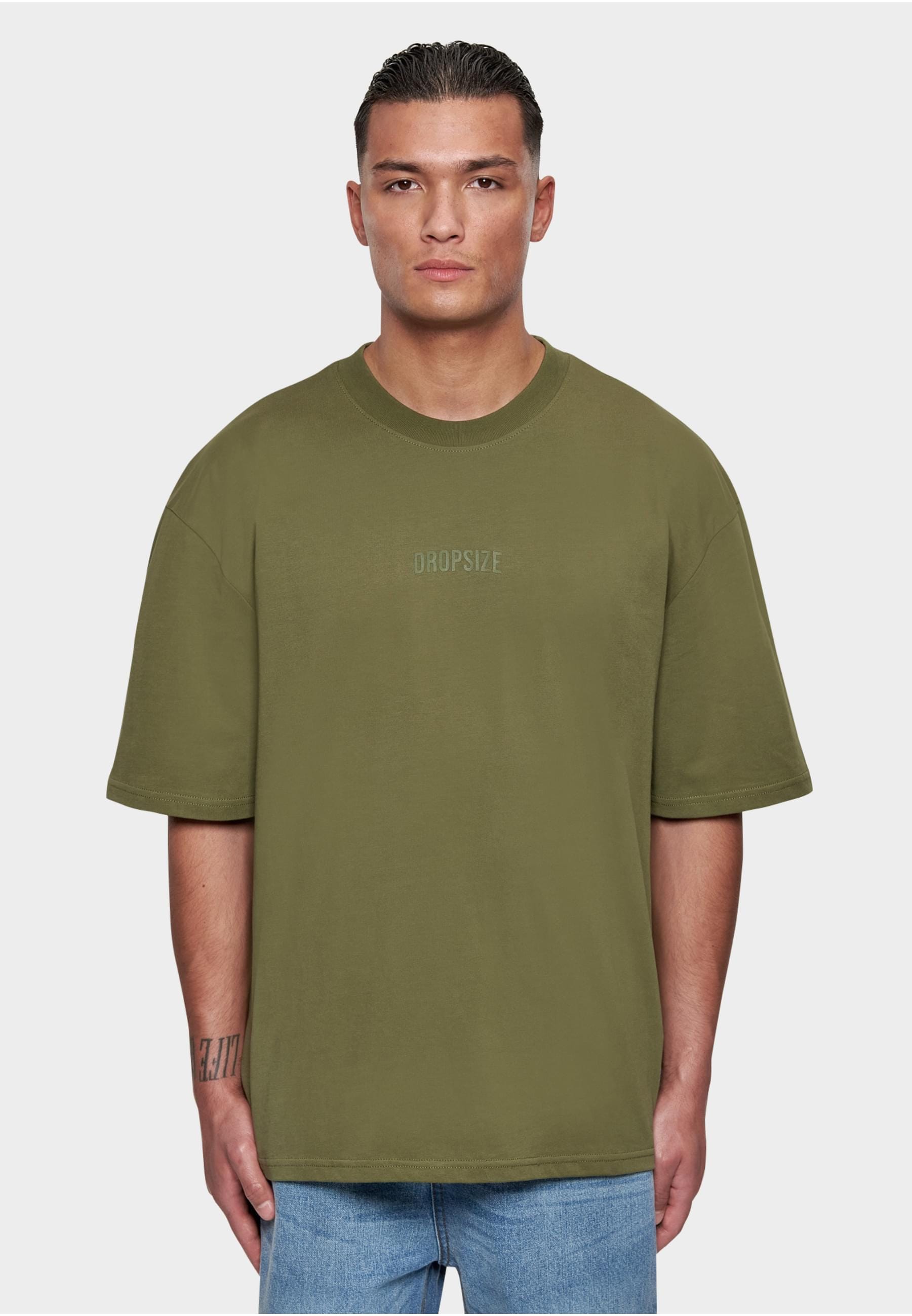 Dropsize T-Shirt »Dropsize Herren Heavy Oversize Curved Hd Logo T-Shirt«, (1 tlg.)