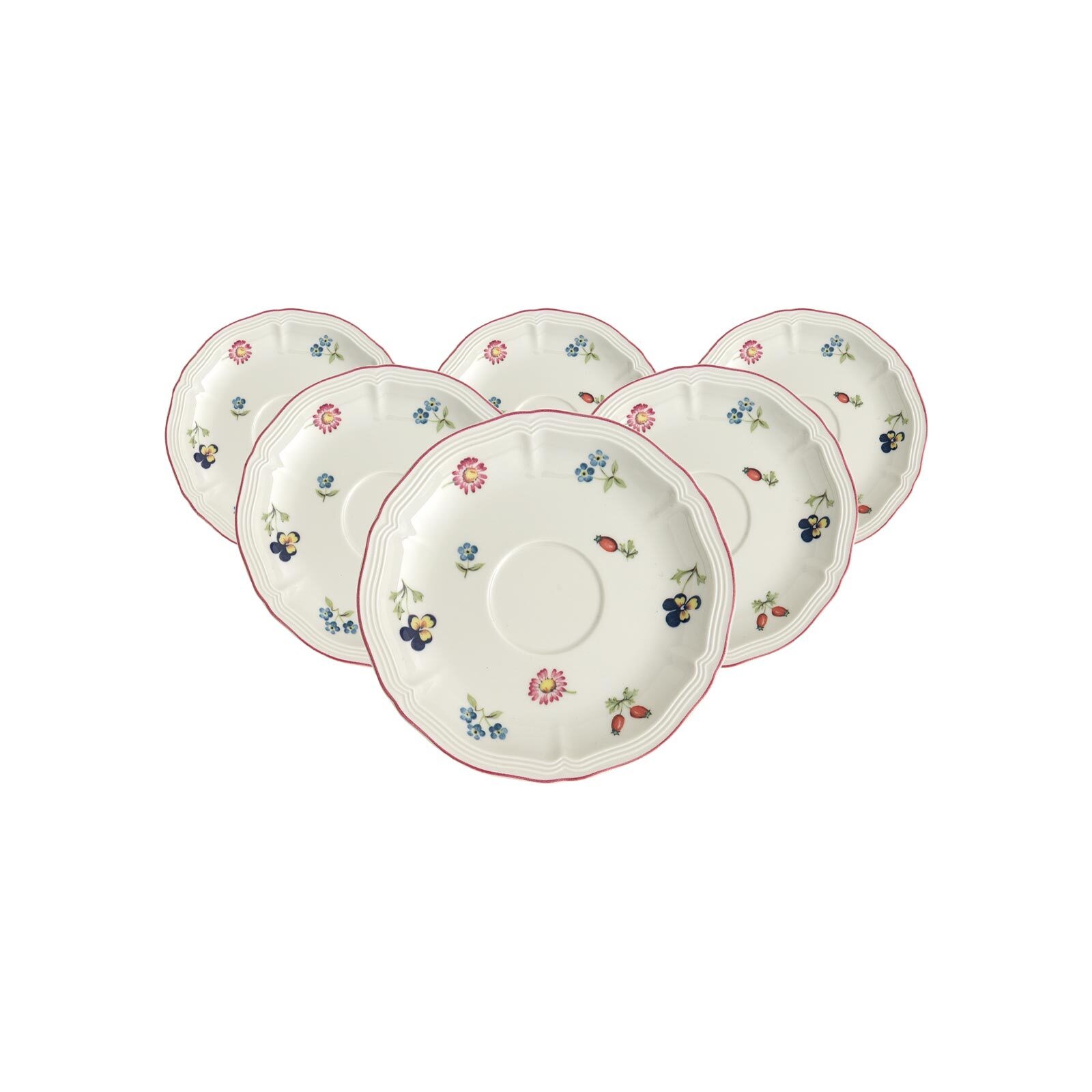 Villeroy & Boch Untertasse "Kaffeeuntertassen Petite Fleur ø 14,5 cm 6er Set weiß" Spülmaschinengeeignet, Mikrowellengeeignet