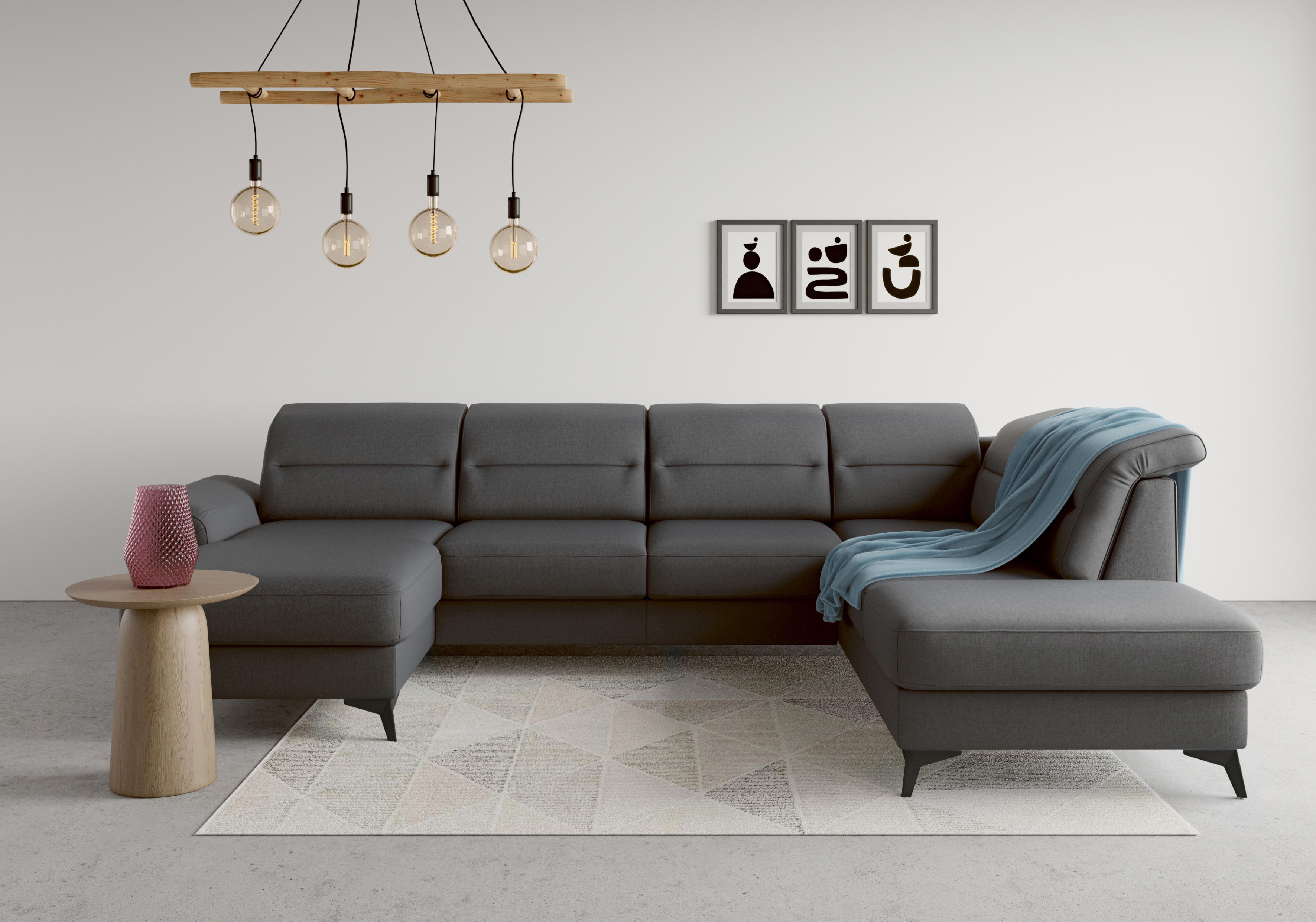 sit&more Wohnlandschaft "Sinatra U-Form" optional mit Kopfteilverstellung und Armteilfunktion, Metallfüße