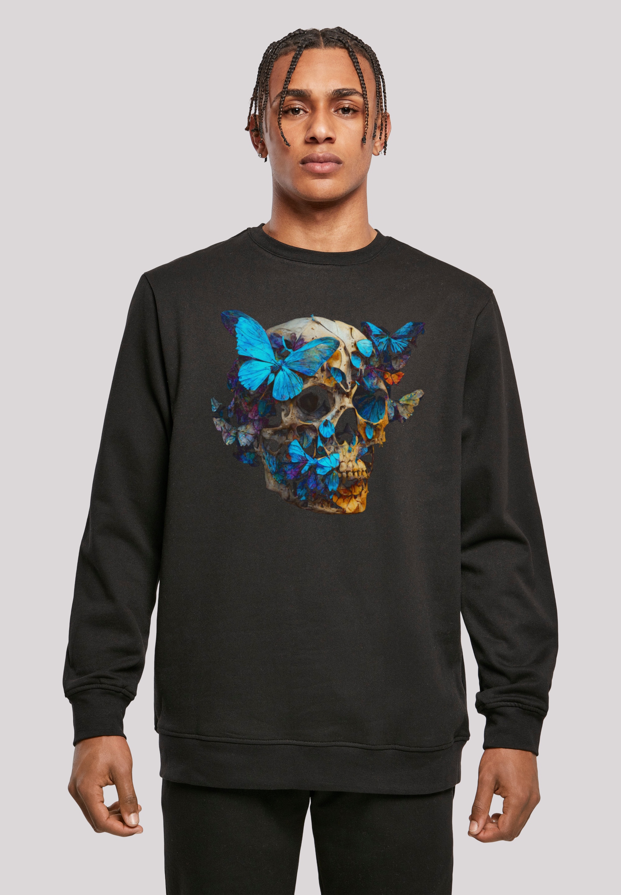 F4NT4STIC Kapuzenpullover "Schmetterling Skull CREW", Print