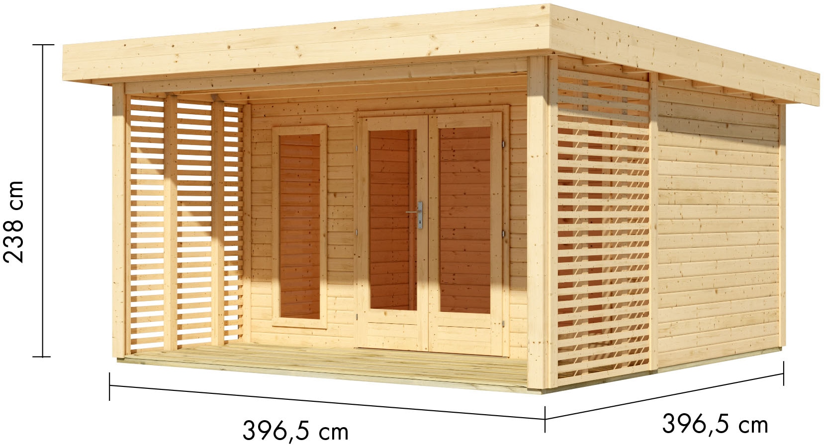 Karibu Gartenhaus »Lettinsee«, 38mm, inkl. Dachbegrünung mit wasserabweisender Profilierung