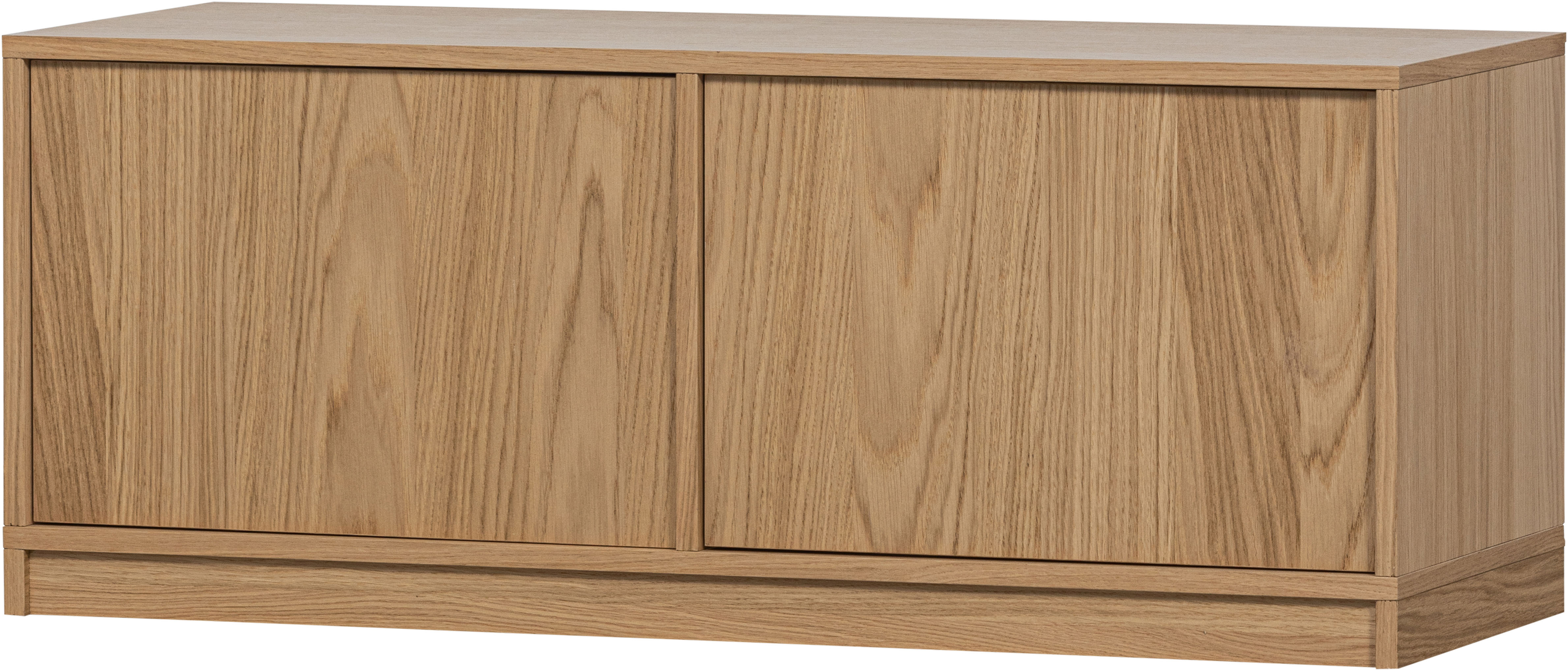 WOOOD Lowboard "Modulair mit Eichenfurnier und Druckmechanismus B 110 x T 40 x H 44 cm" Tragkraft 15 kg pro Einlegeboden, sichtbare Maserung