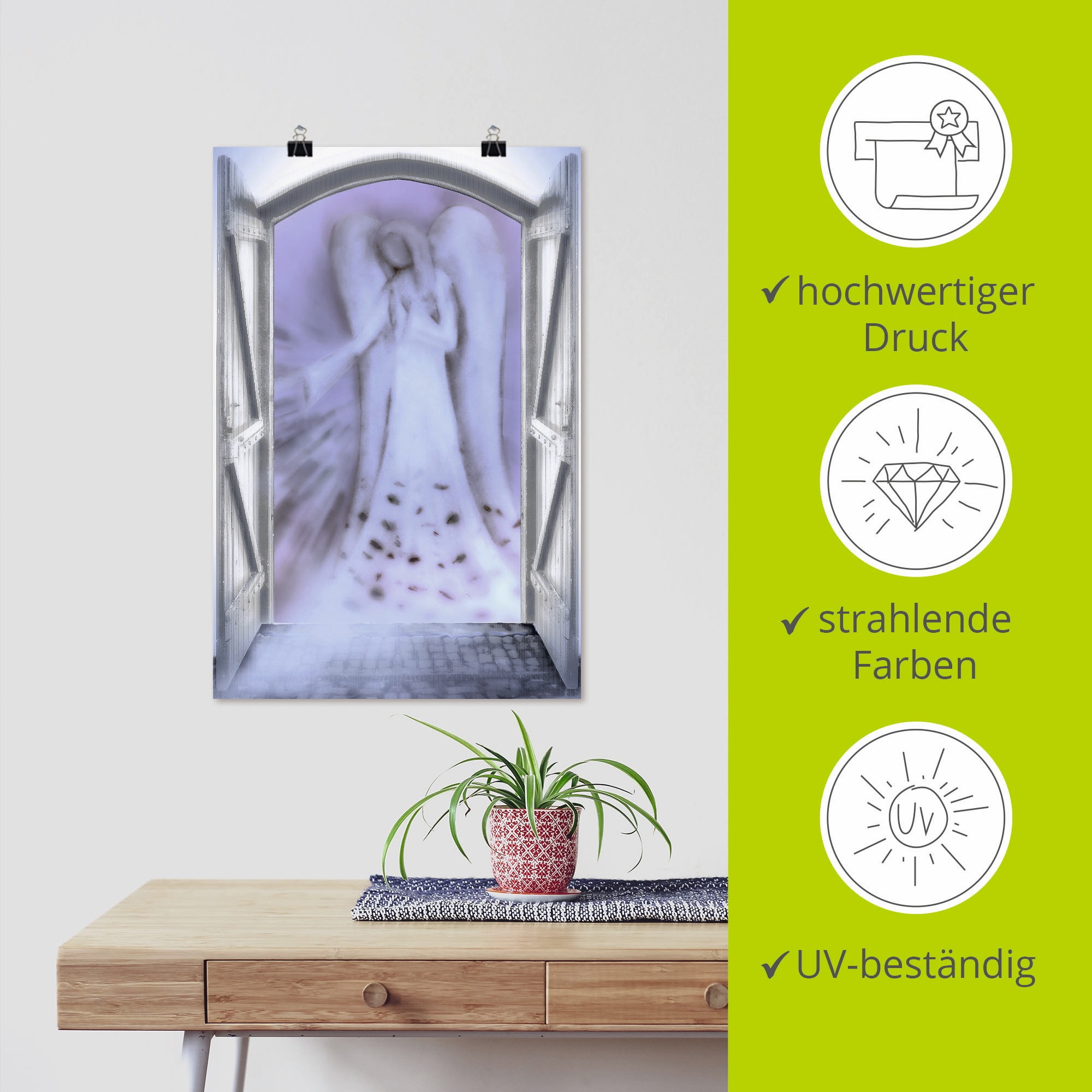 Artland Wandbild »Fensterblick - Engel vor der Tür«, Religion, (1 St.), als Alubild, Outdoorbild, Leinwandbild, Poster in verschied. Größen