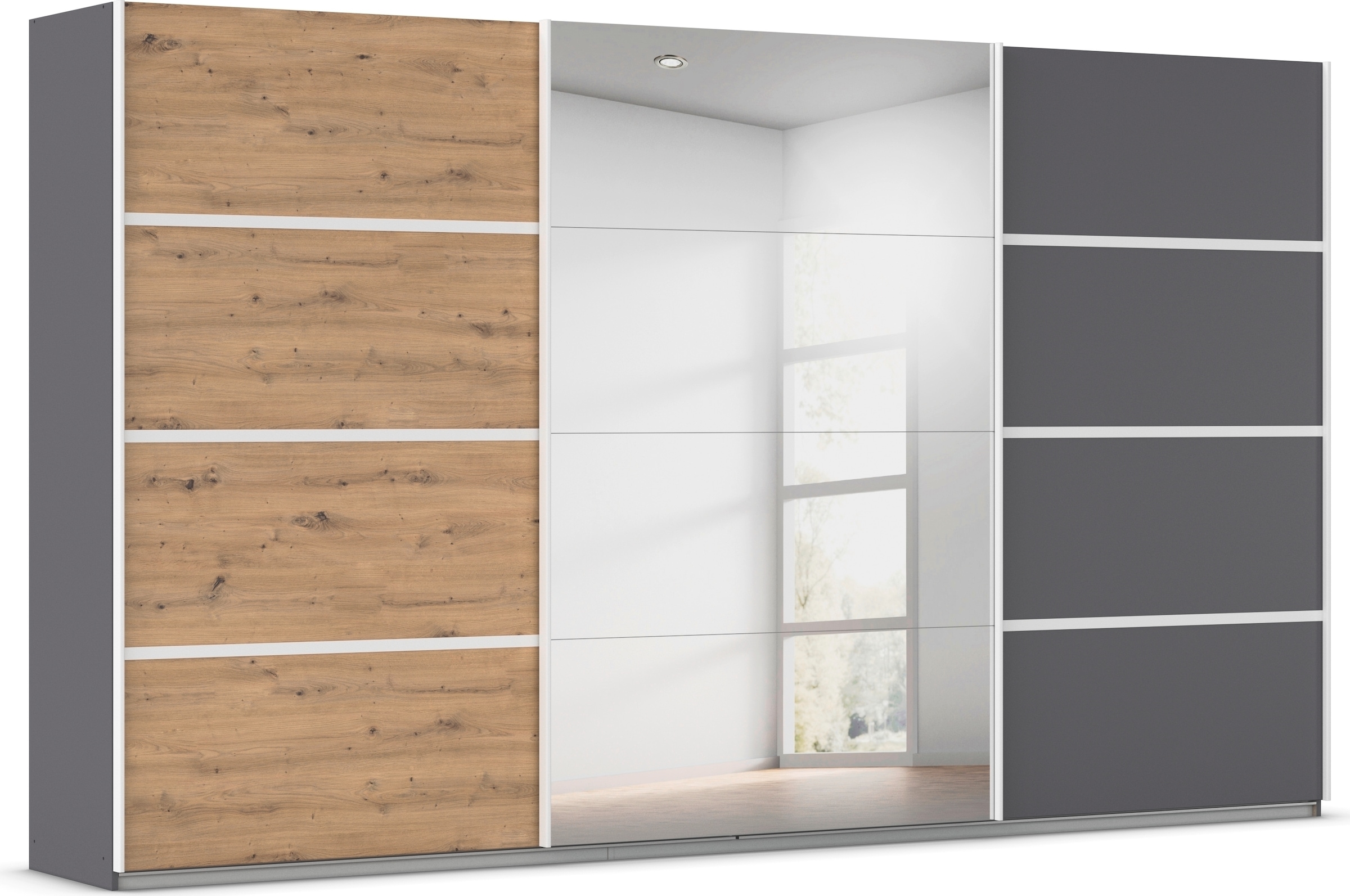 OTTO home Kleiderschrank "Mehrzweckschrank Aktenschrank Möbel Mietswohnung Schlafzimmer AVOLA" 3 verschiedene Ausstattungen BASIC/CLASSIC/PREMIUM (inkl. SOFT-CLOSE), mit eleganten Zierleisten in Chrom, Schwarz oder Weiß MADE IN GERMANY