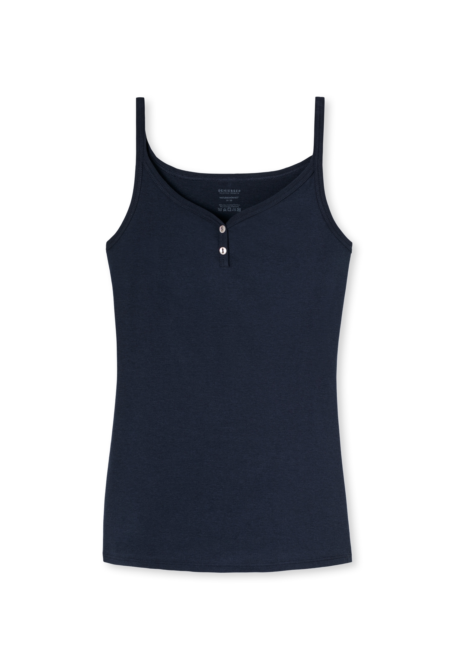 Schiesser Unterhemd »Naturschönheit« Perlmutt-Knopfleiste, schmale Träger, weich, hüftbedeckend