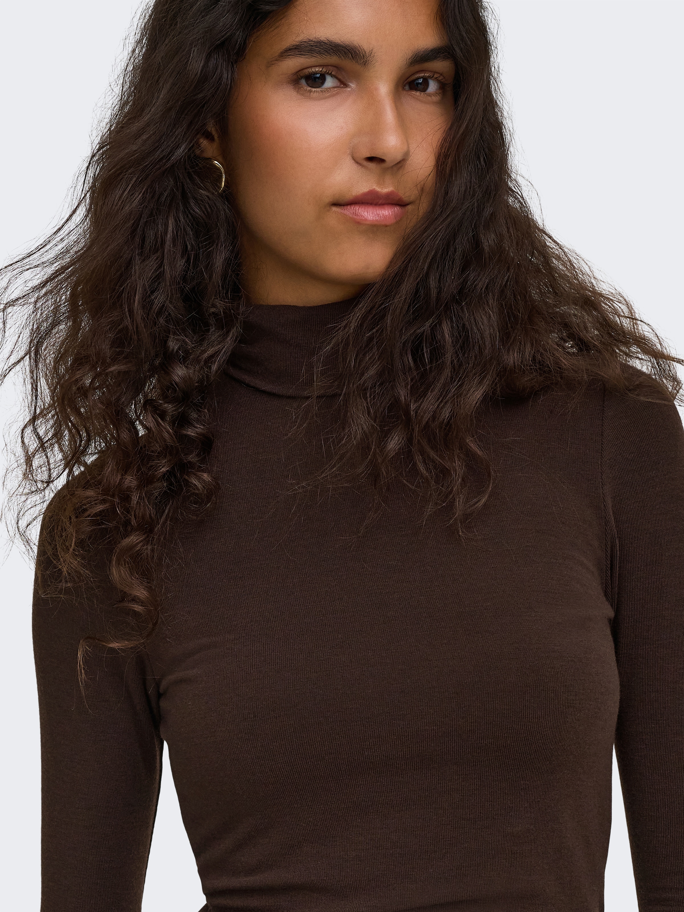 Only Rollkragenshirt "Onlglamour L/S Roll-Neck Top Jrs Noos" Materialmix, Slim Fit