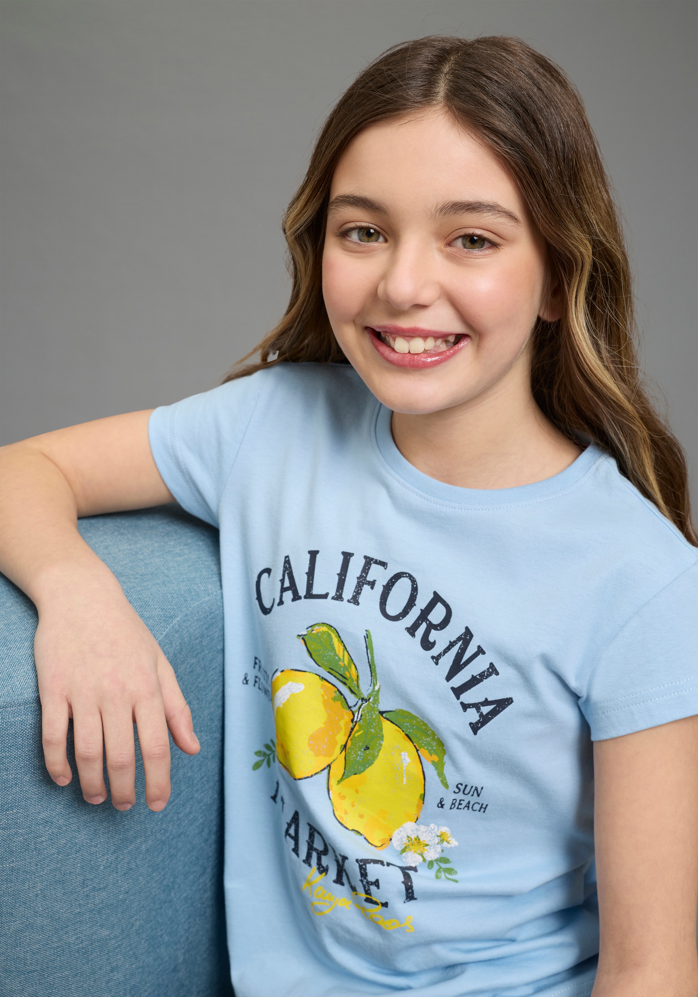 Thumbnail - KangaROOS T-Shirt "Kangaroos T-Shirt Zitrone" für Mädchen, Kurzarm, Basic Passform, mit modischem Druck