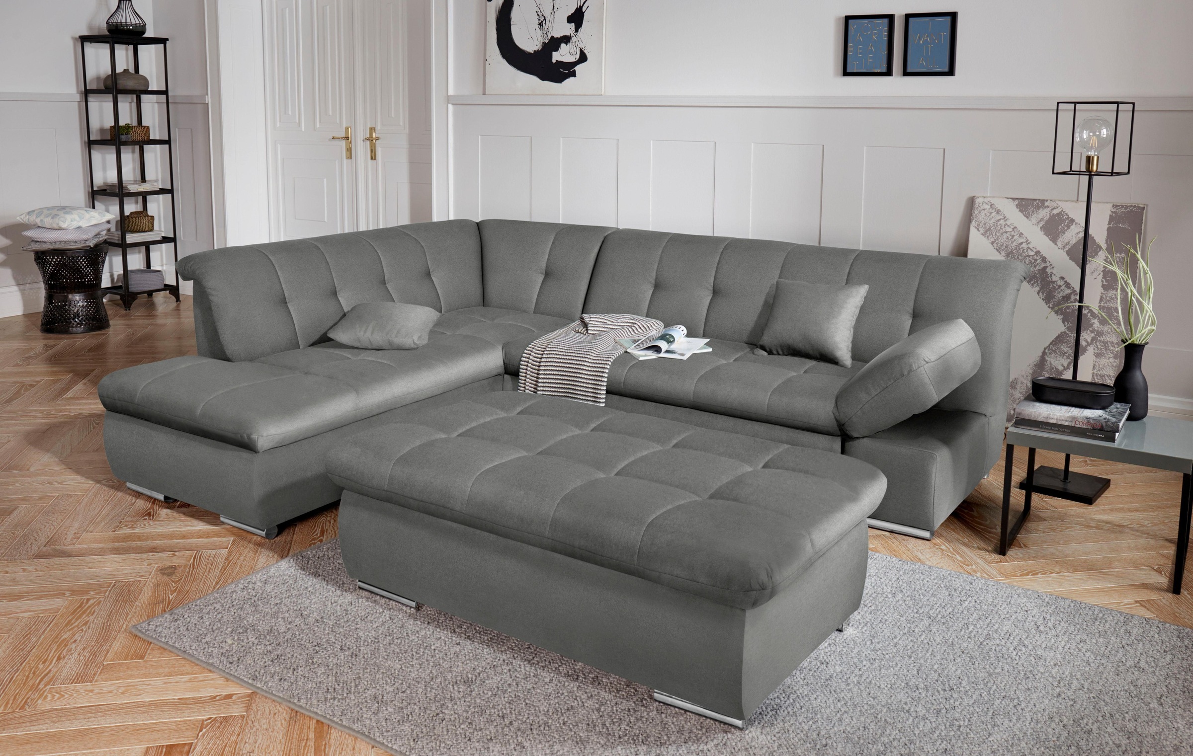 DOMO collection Ecksofa »Mona L-Form«, wahlweise mit Bett- und Armlehnfunktion