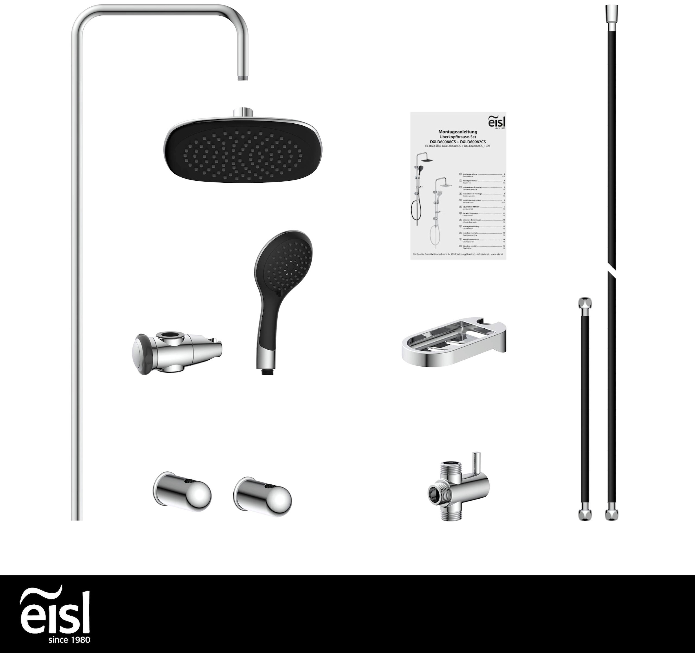 Eisl Brausegarnitur »Duschtraum«, Duschset mit Kopf- und Handbrause, Regendusche mit 3 Funktionen