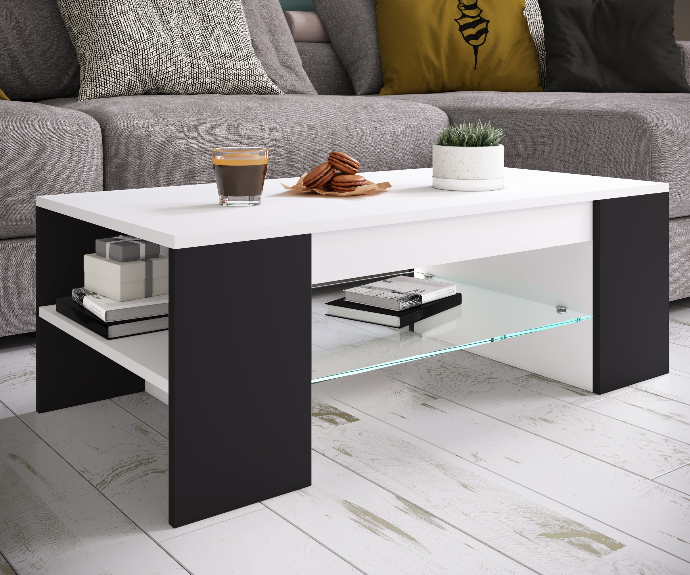 VCM Beistelltisch »Holz Sofatisch Couchtisch Schublade Glas Tunas«