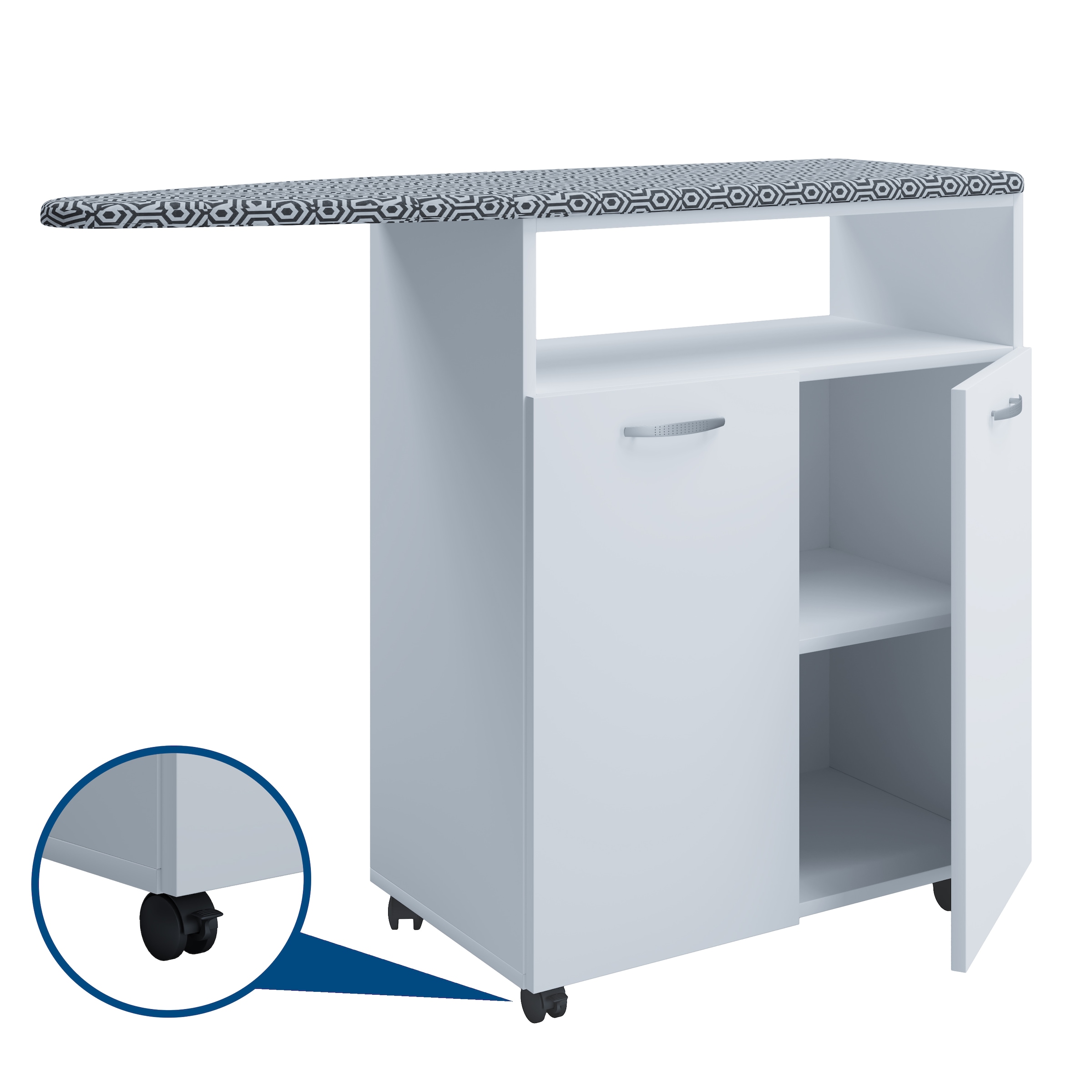 VCM Kommode »VCM Holz Kommode | Bügelbrett | Sideboard | Bügelschrank | Maße ca. H. 86 x B. 112 x T. 37 cm - Bigilo«, (VCM Bigilo)