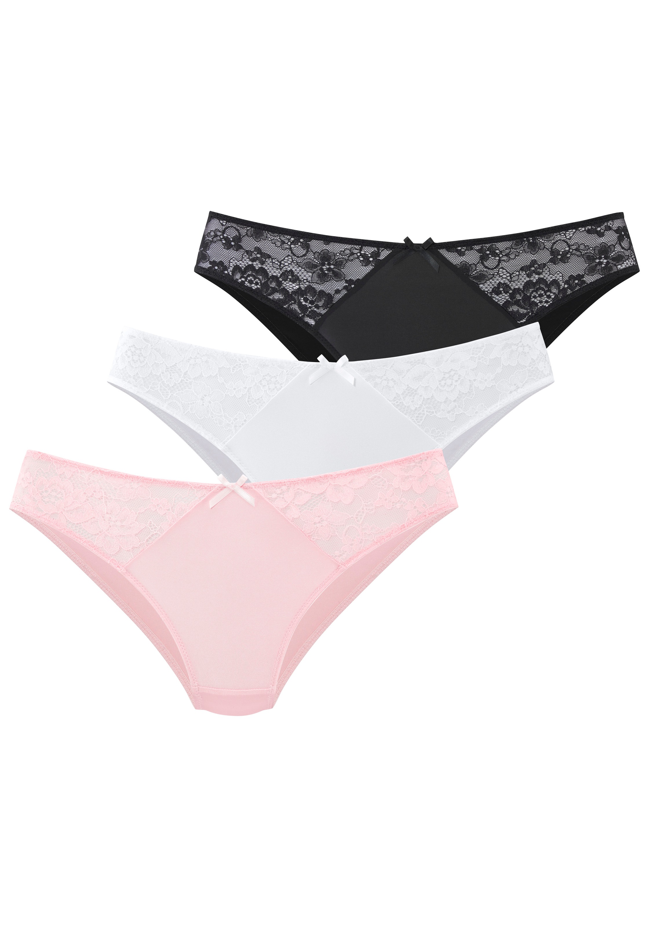 petite fleur by Lascana Slip Packung, 3 Stück, mit Spitzeneinsätzen