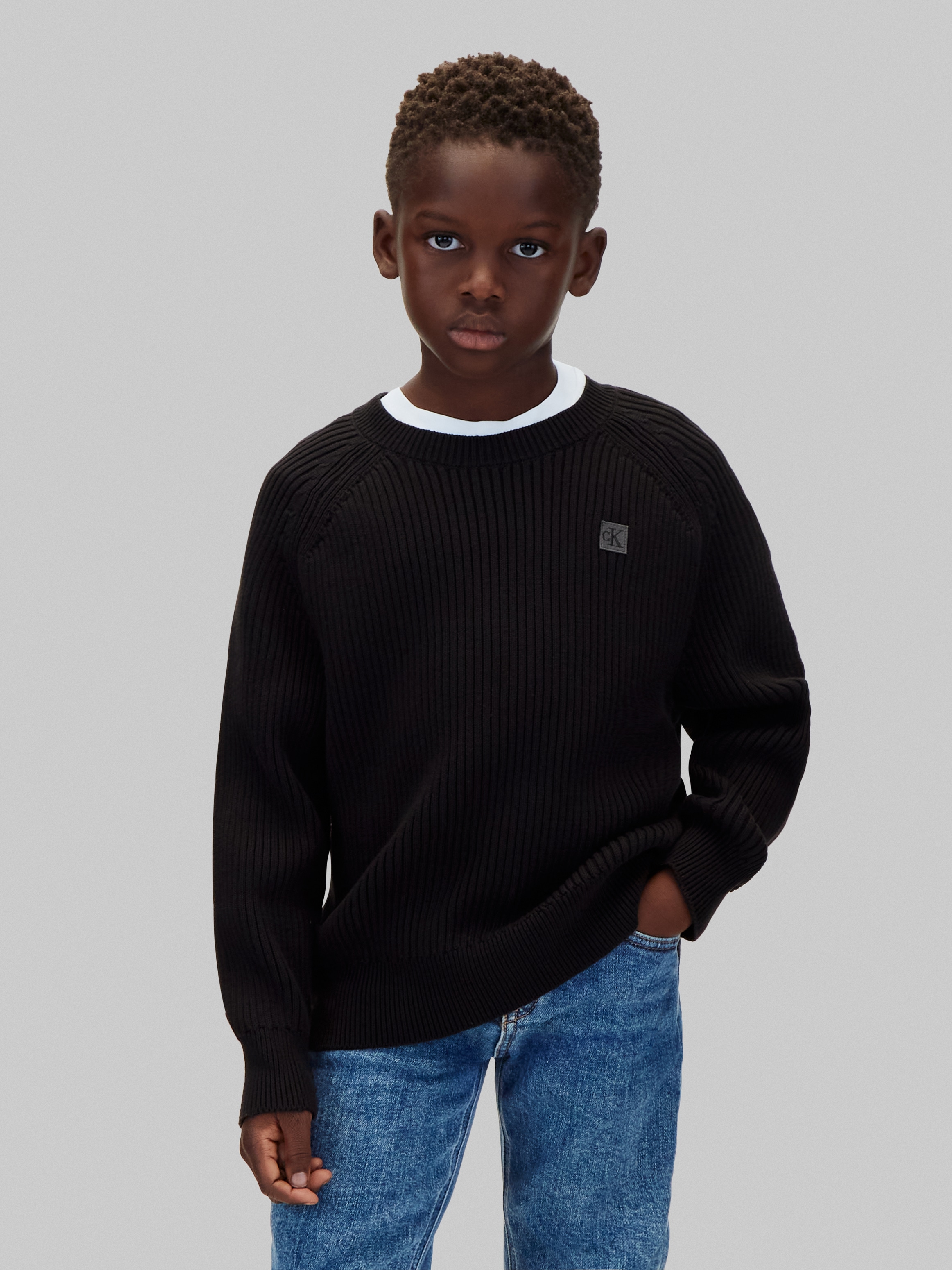 Calvin Klein Jeans Strickpullover Raglanärmel, Regular Fit, reine Baumwolle