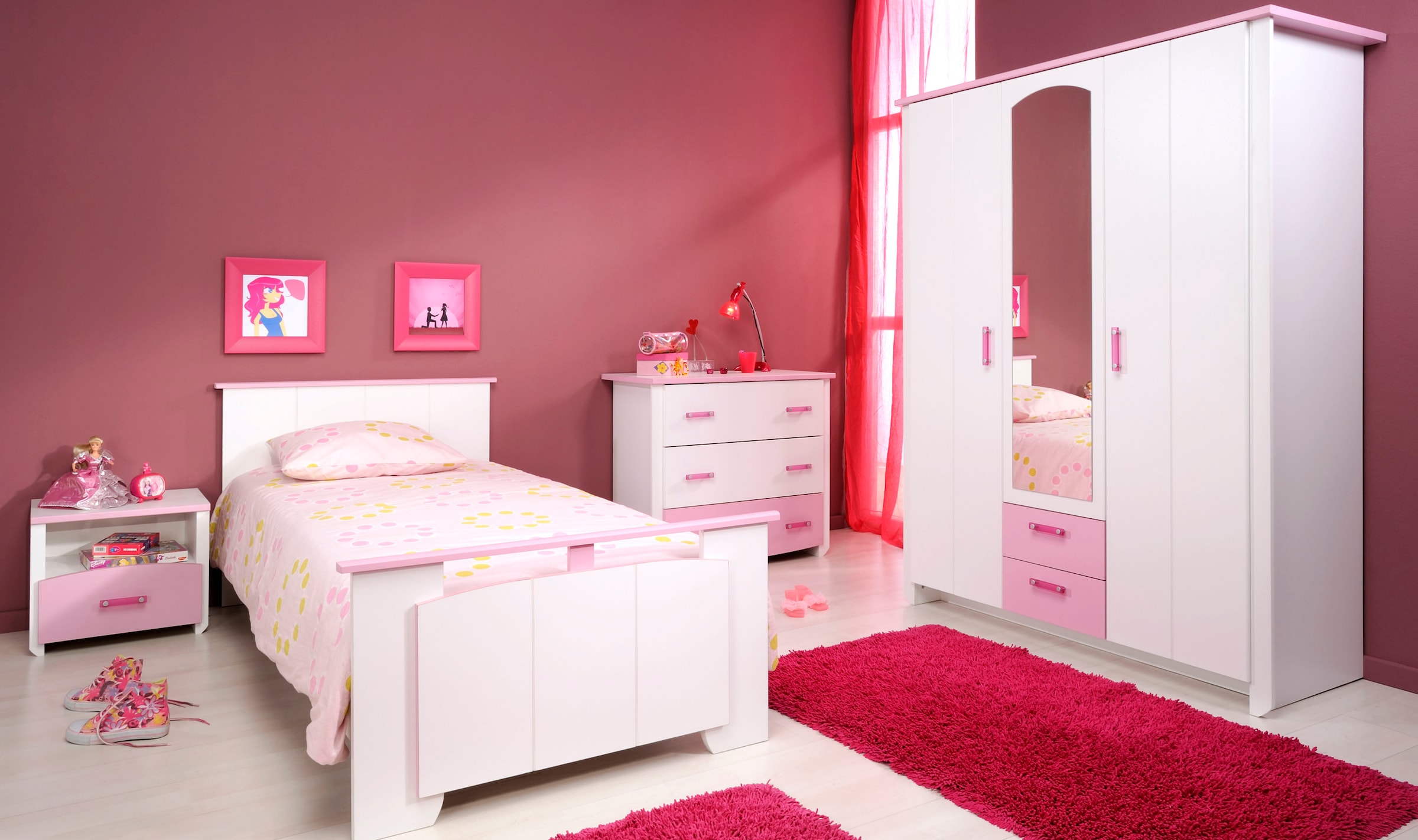 Parisot Jugendzimmer-Set "Biotiful", (Set, 4 tlg., Bett, Nachttisch, Schran günstig online kaufen