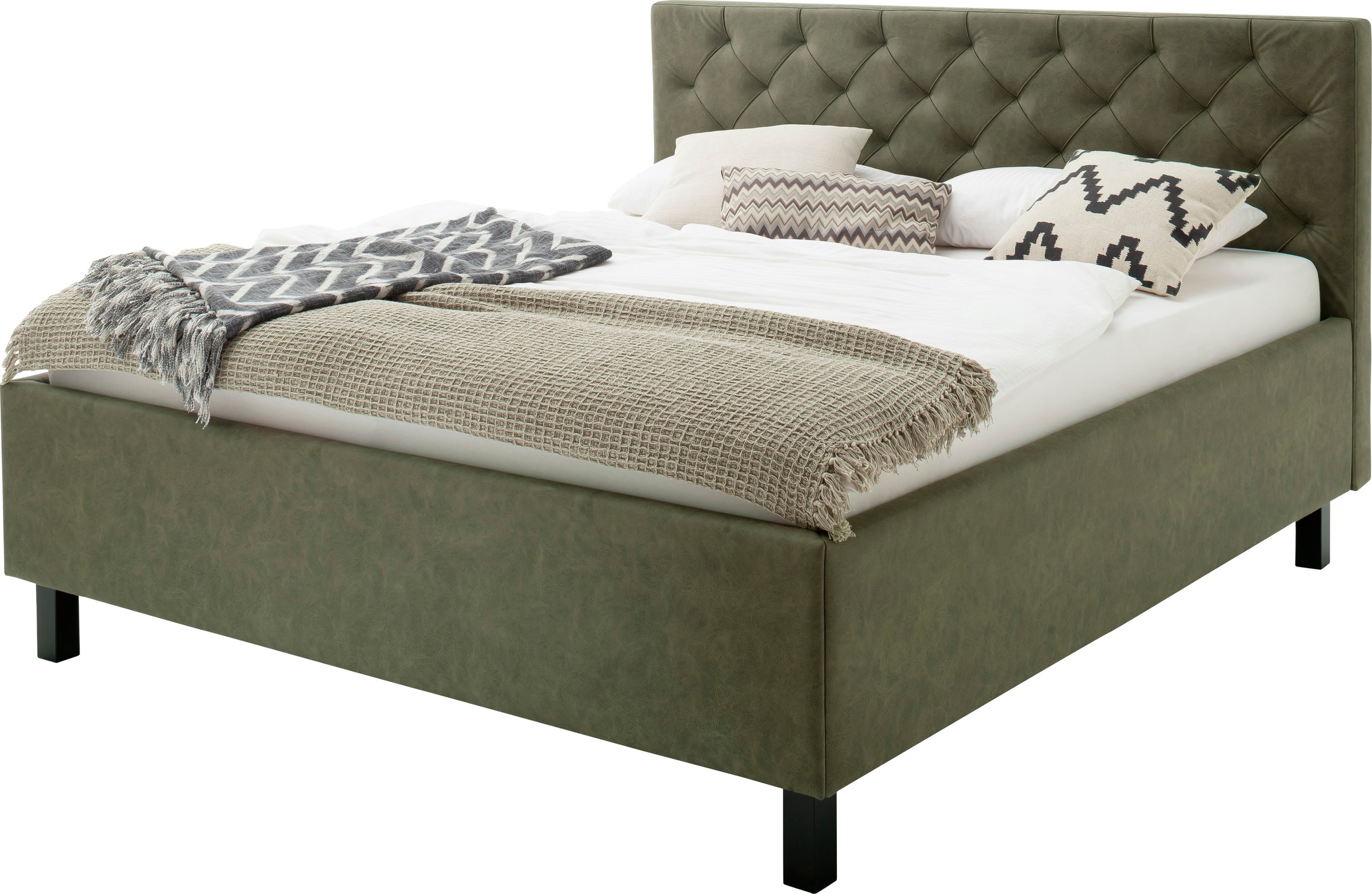 MEISE.MÖBEL San Remo Upholstered Bed Green 170x215cm 10