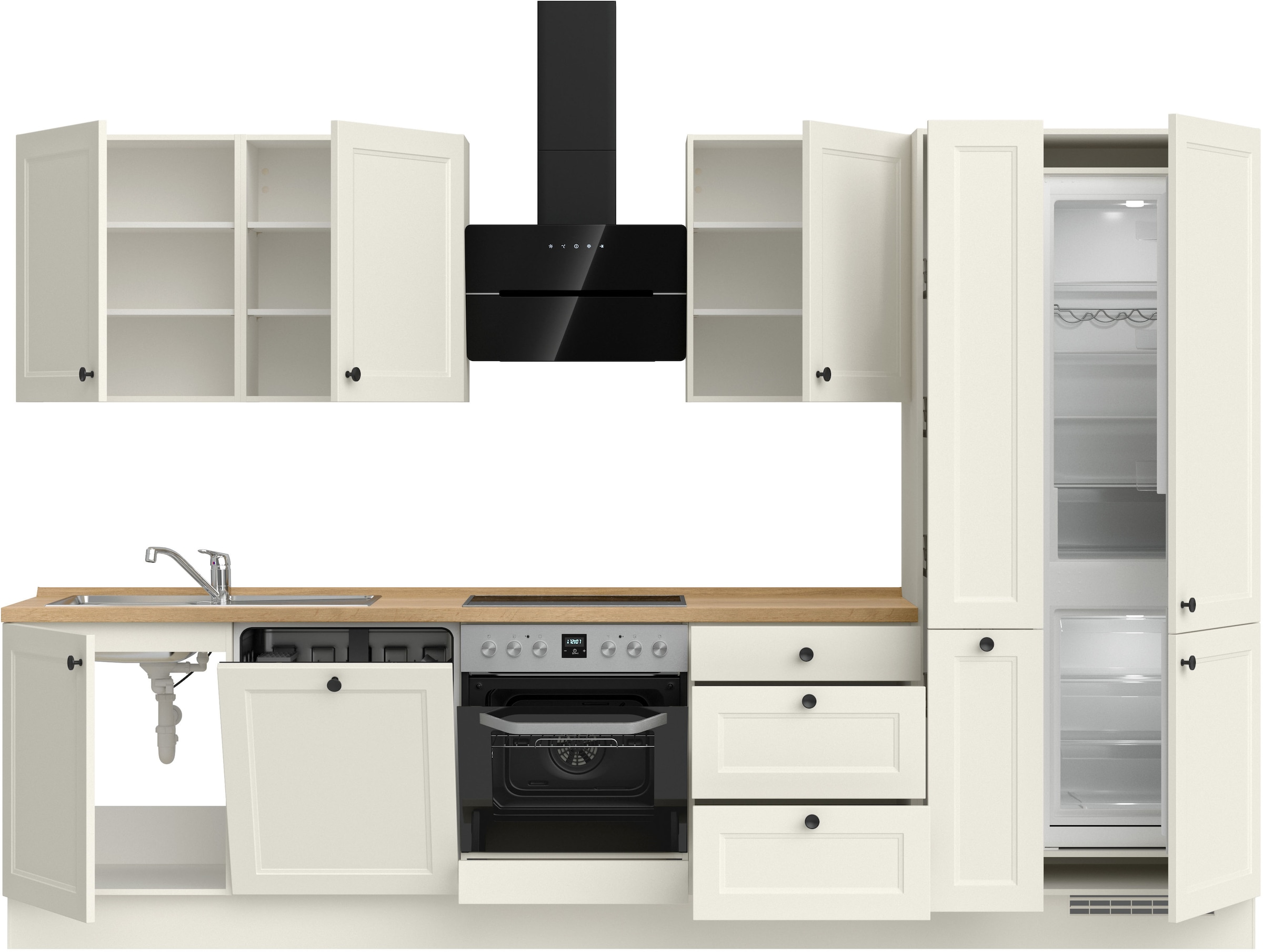 nobilia® Küchenzeile »"Cascada II"«, vormontiert, Breite 330 cm, Ausrichtung wählbar, wahlw. mit E-Geräten
