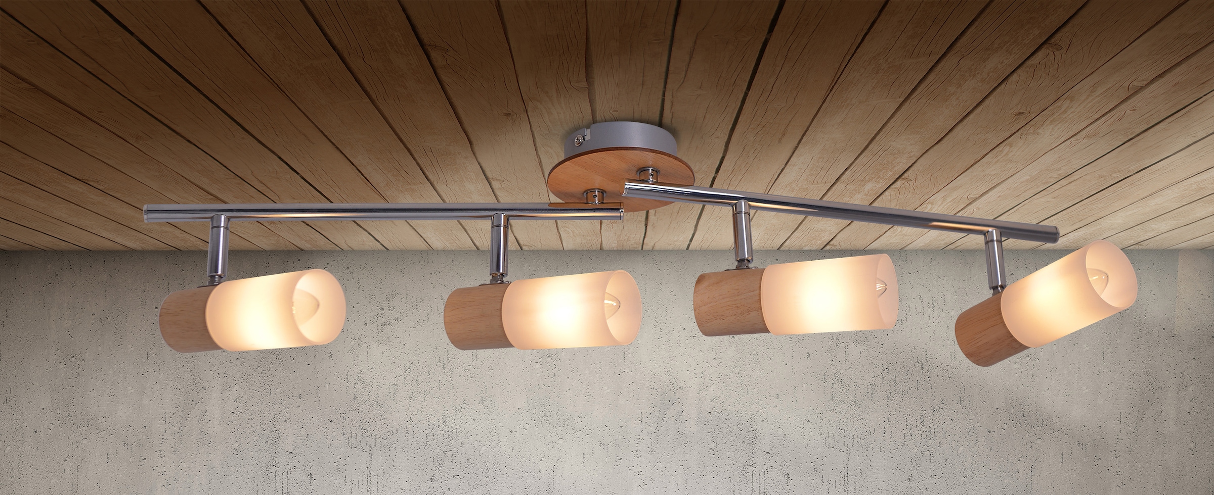 näve LED Deckenleuchte »Todtnau« E14 1 Stk. Holzart:Gummibaum, Spots flexibel verstellbar, E14 max. 5W, weiß/natur