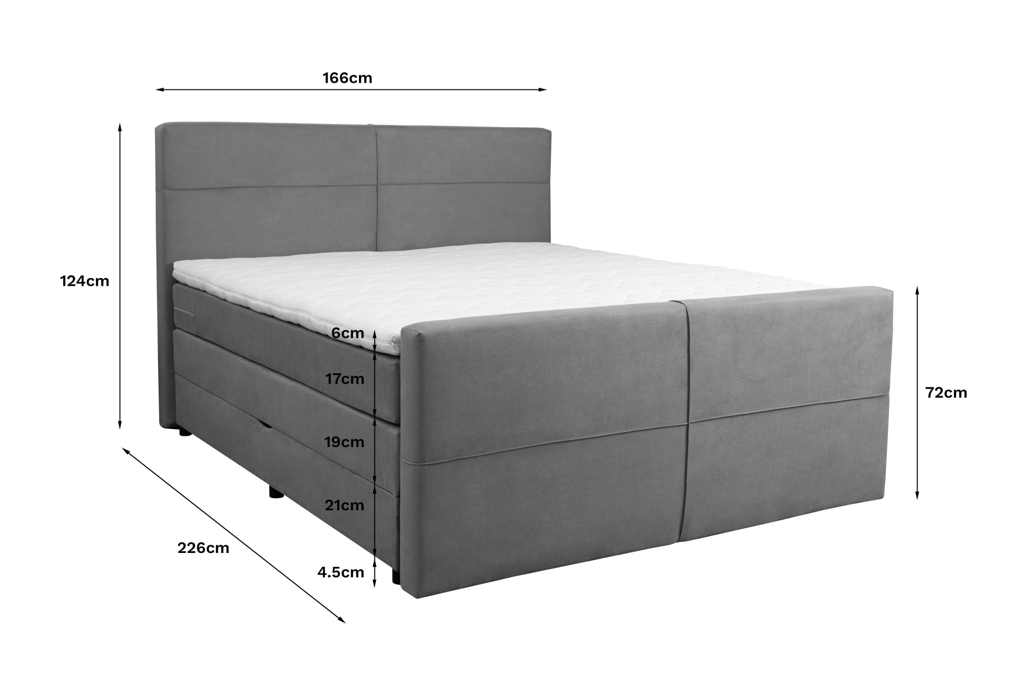 Home affaire Boxspringbett »Lucas, Doppelbett, Polsterbett, Federkernbett, Komfortbett, 160,180 cm« inkl. 6 cm Topper, zwei Bettkästen, Taschen-Federkernmatratze in H3