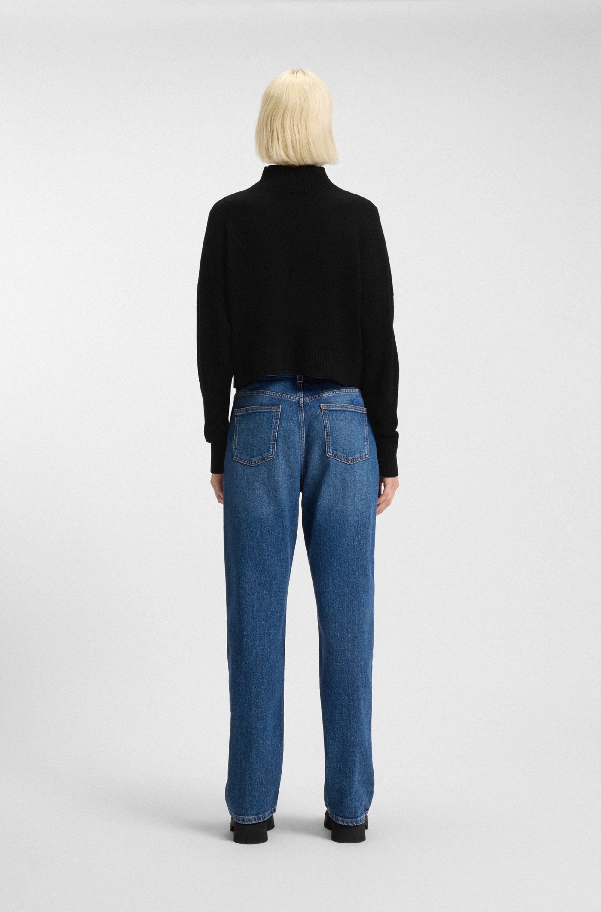 HUGO Blue Stehkragenpullover »Sesty«, in Cropped-Länge, Oversize Fit