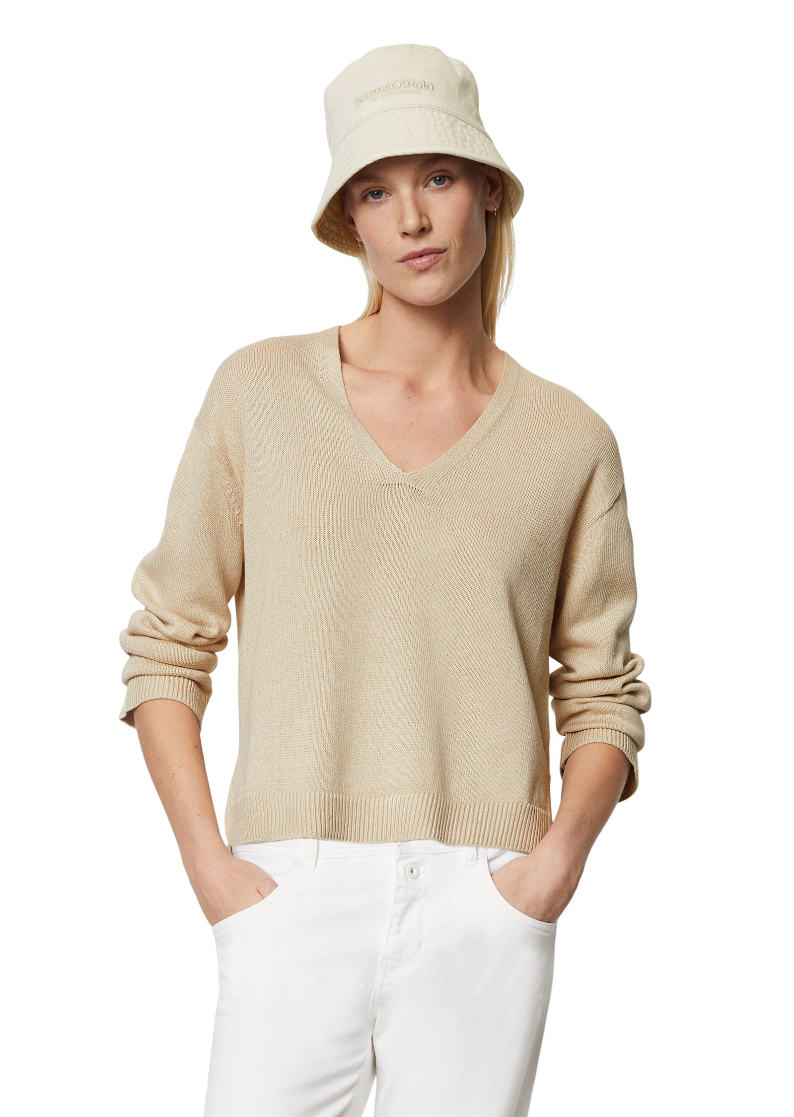 V-Ausschnitt-Pullover »mit hohem Anteil an Bio-Baumwolle«