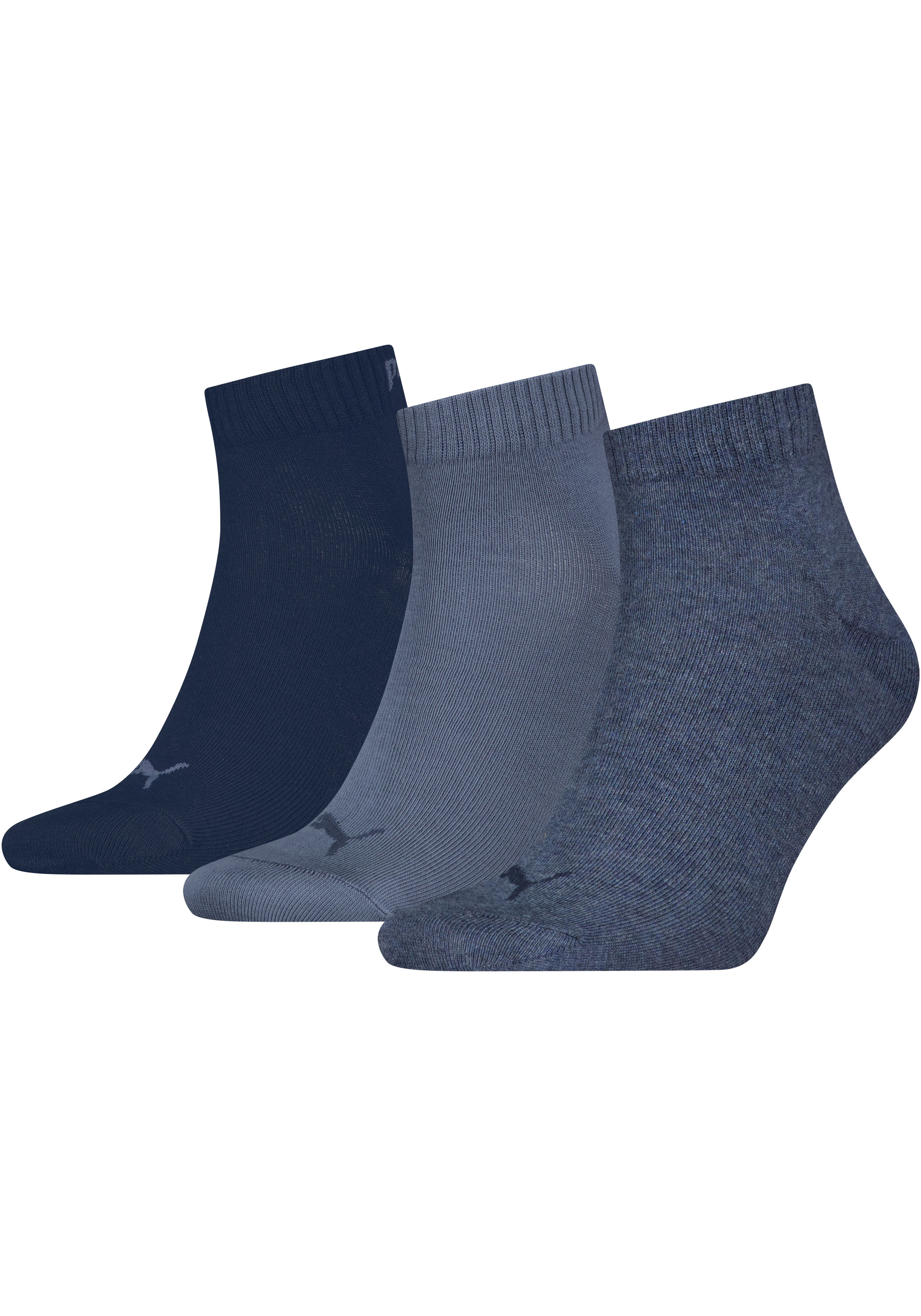 PUMA "PUMA UNISEX QUARTER PLAIN 3P" 3 Paar, Atmungsaktiv, Rippenbündchen, weiche Baumwollmischung