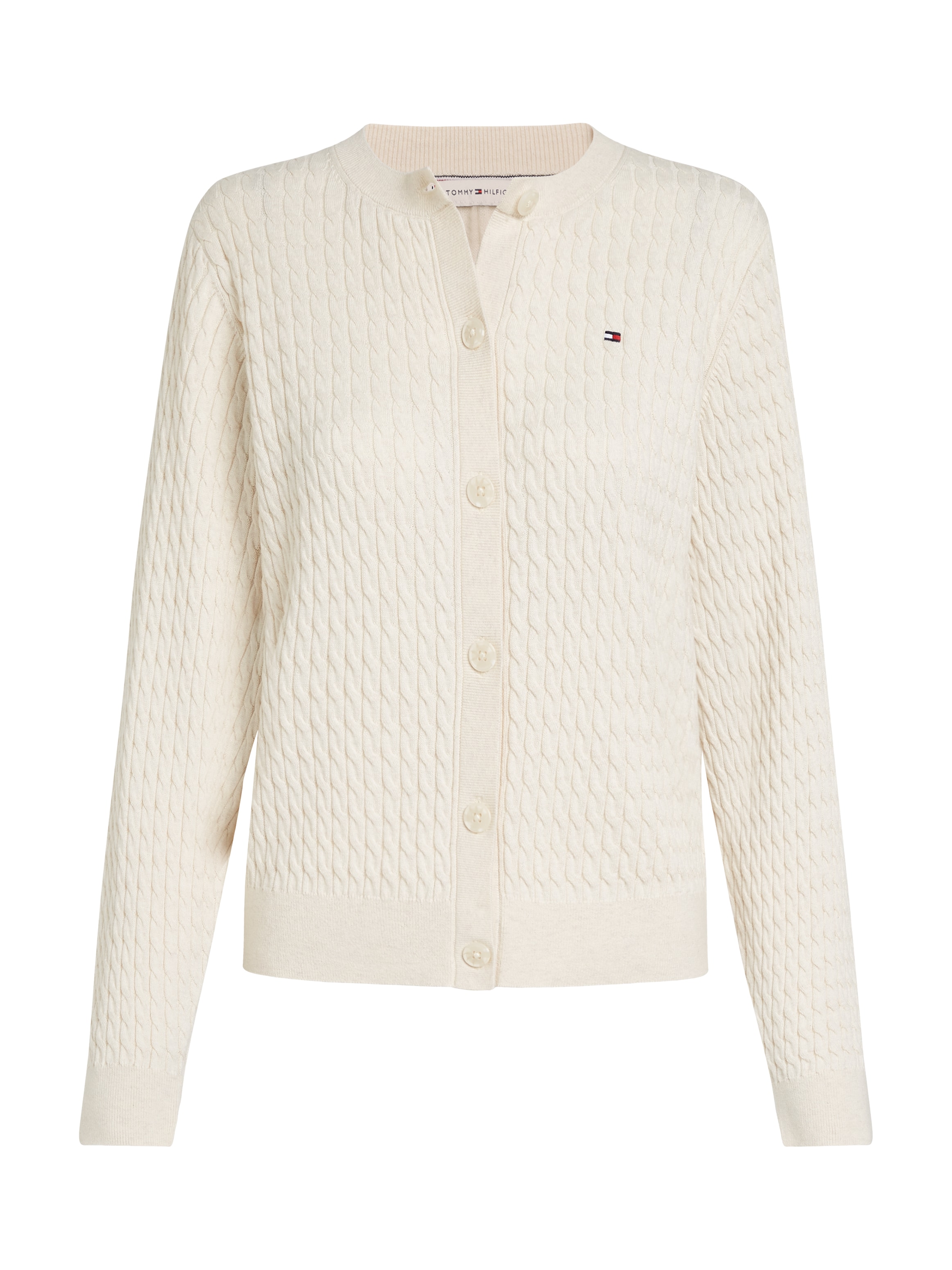 Tommy Hilfiger Strickjacke »CO CABLE C-NK CARDIGAN«, mit Zopfstruktur