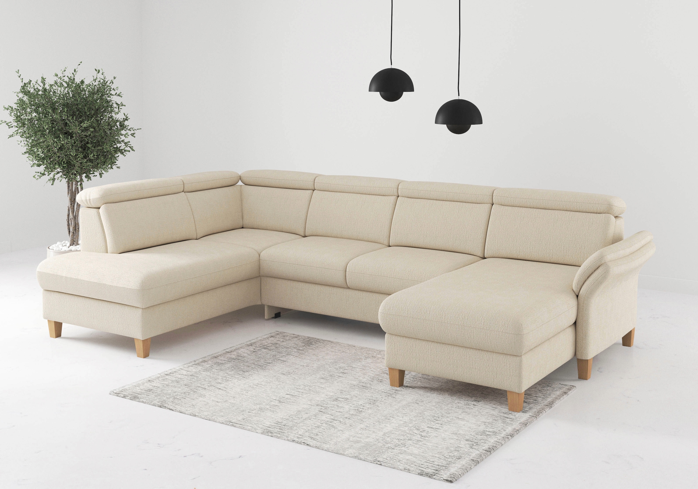 Home affaire Wohnlandschaft "Glendale, U-Form" inkl. Kopfteilverstellung, w günstig online kaufen