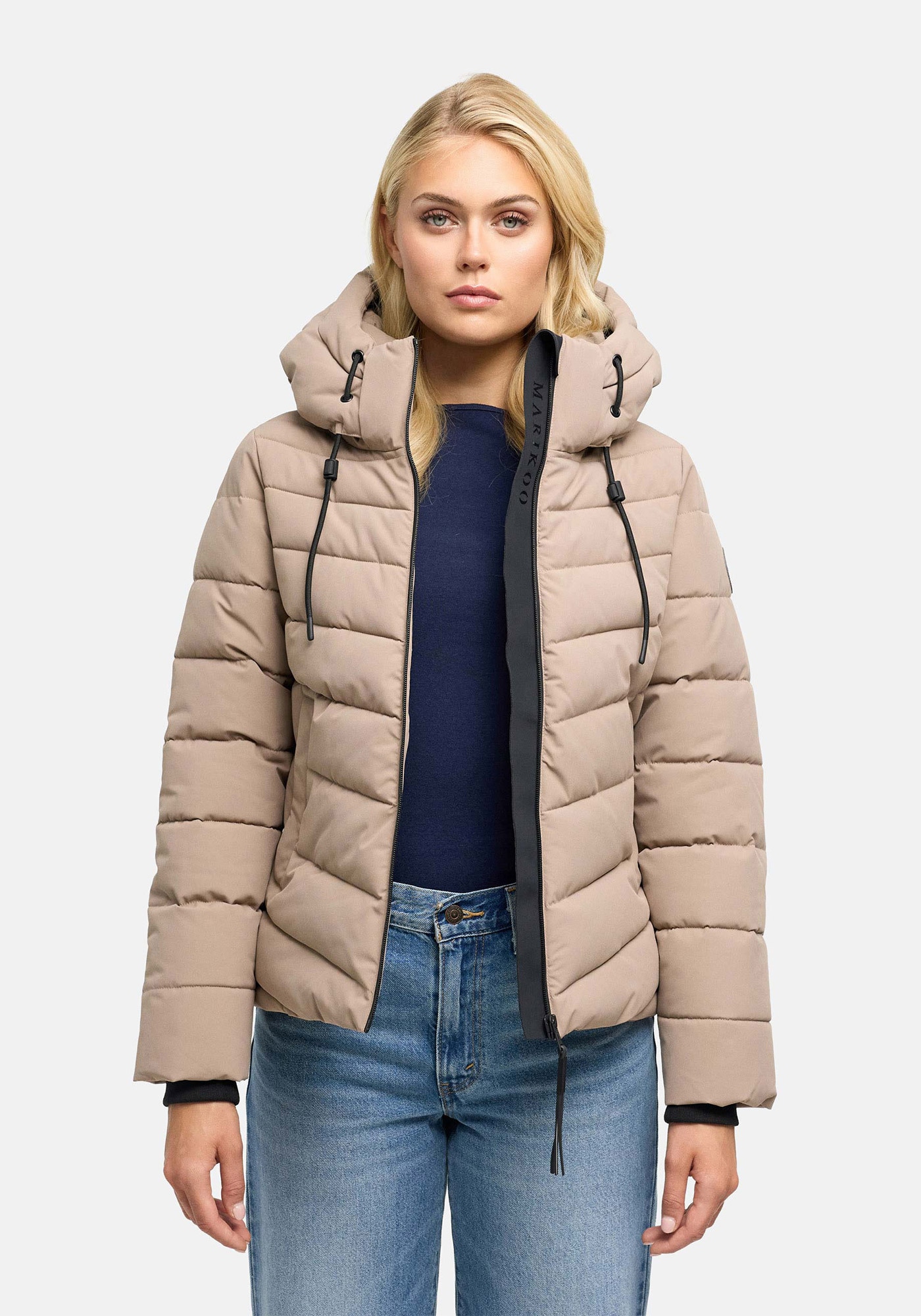 Marikoo Winterjacke »Nobiruu« mit Kapuze Winterjacke mit Kapuze und diagonaler Steppoptik