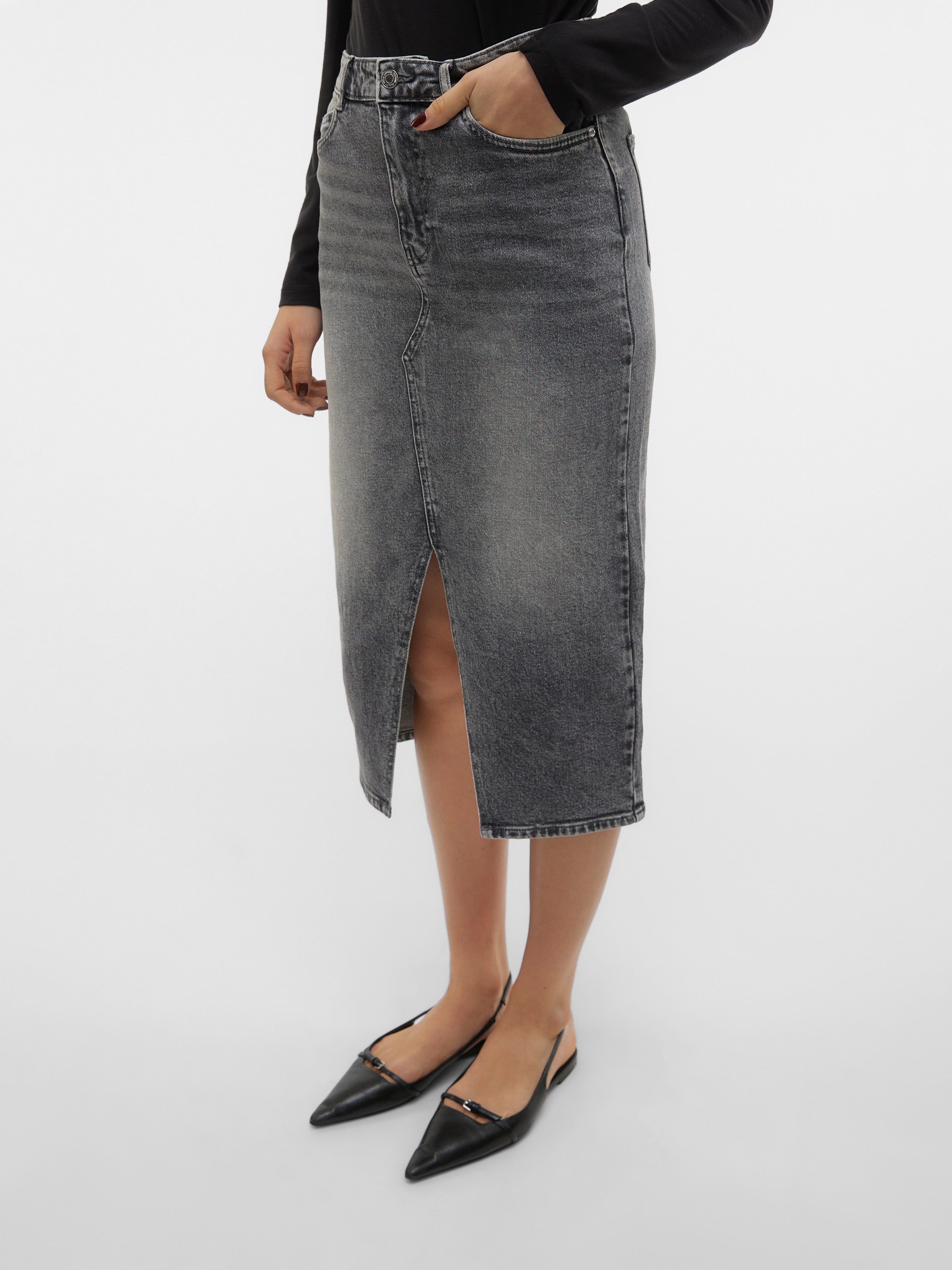 Vero Moda Maxirock "VMVERI HR CALF DENIM SKIRT GA NOOS" günstig online kaufen