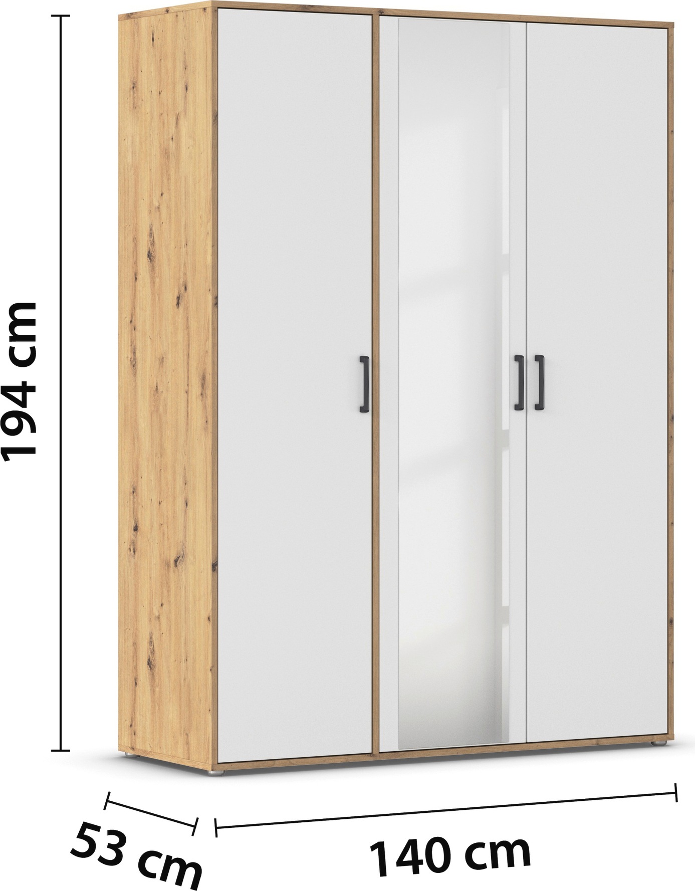 rauch Drehtürenschrank »Kleiderschrank Schrank Garderobe Wäscheschrank VOYAGER«, (in 3 verschiedenen Ausstattungen BASIC/CLASSIC/PREMIUM), mit modernen Griffen in Graumetallic und Spiegel
