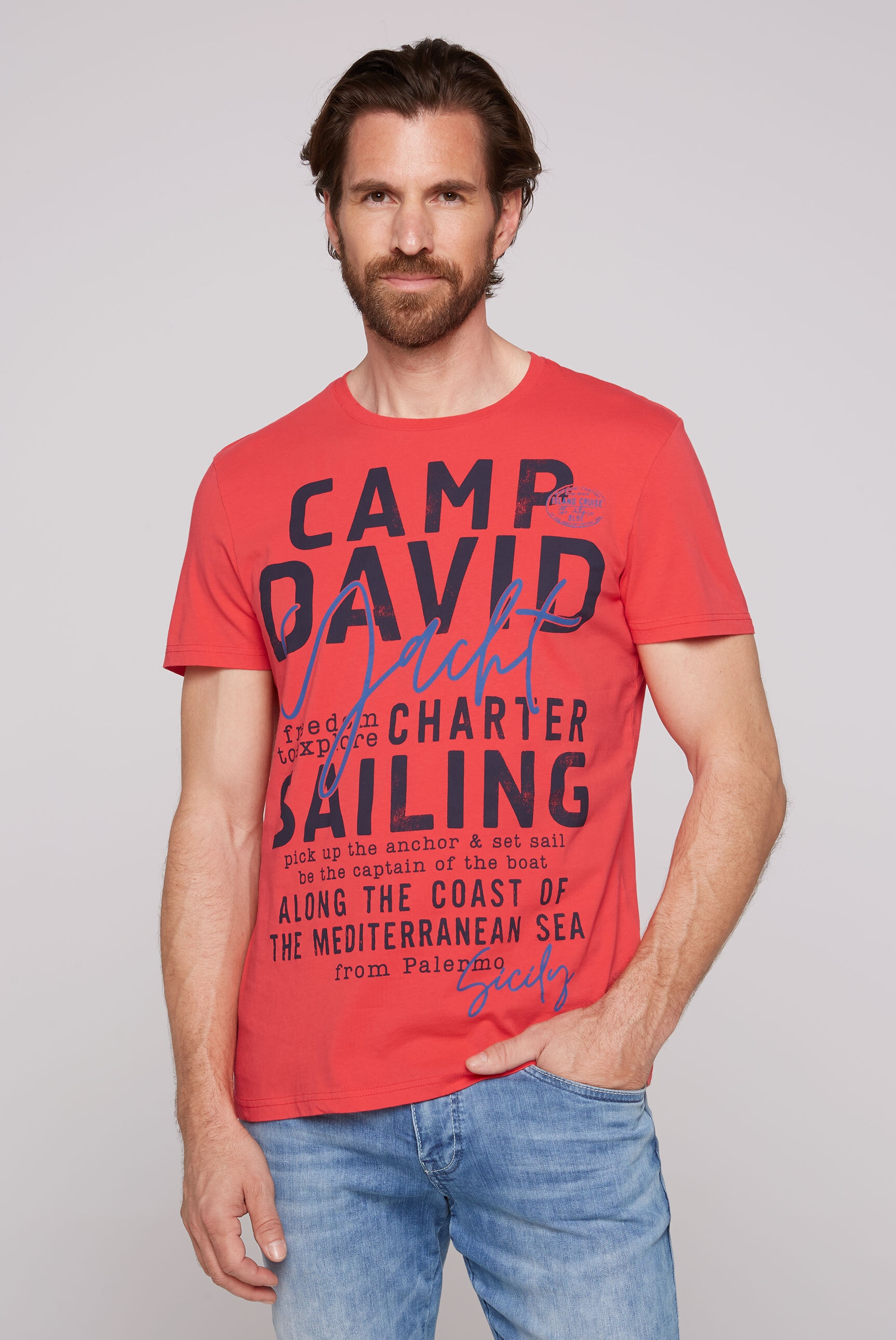 CAMP DAVID Rundhalsshirt, aus Baumwolle