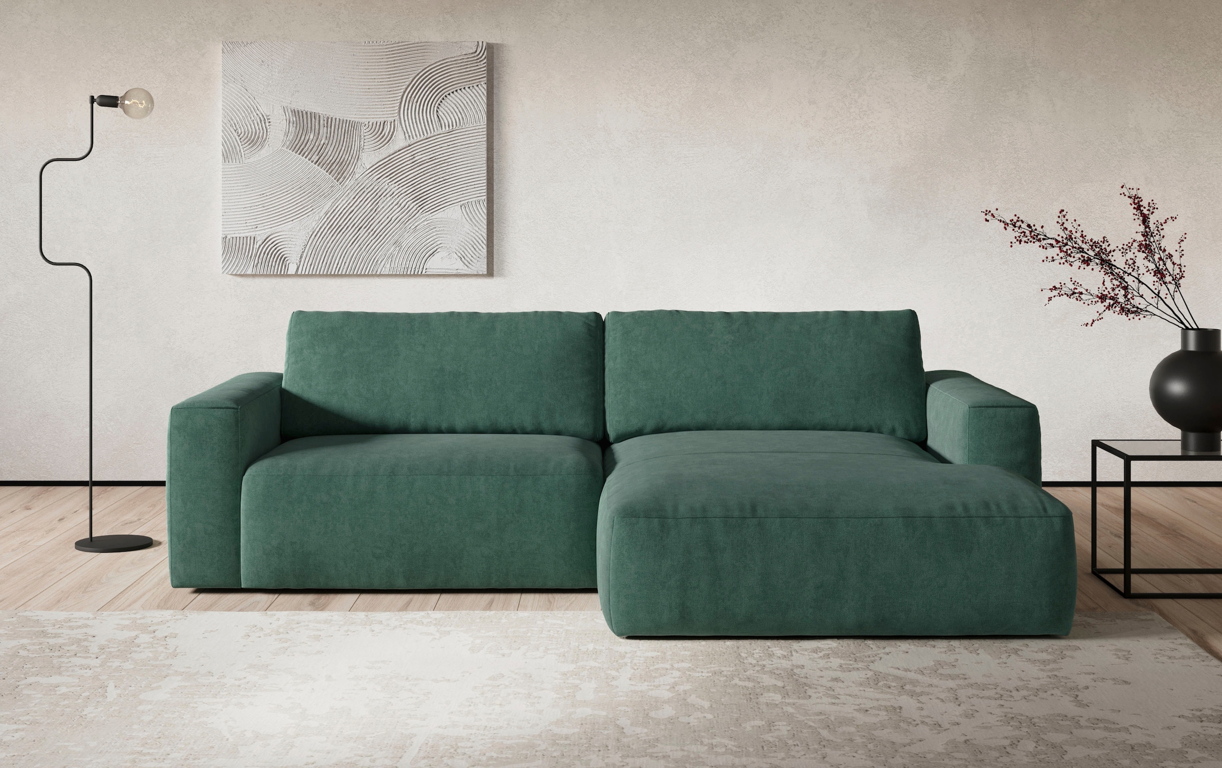 COTTA Ecksofa »Lasso L-Form, XL-Sofa«, mit breiter Recamiere im trendigen Cord oder angenehmen Strukturstoff