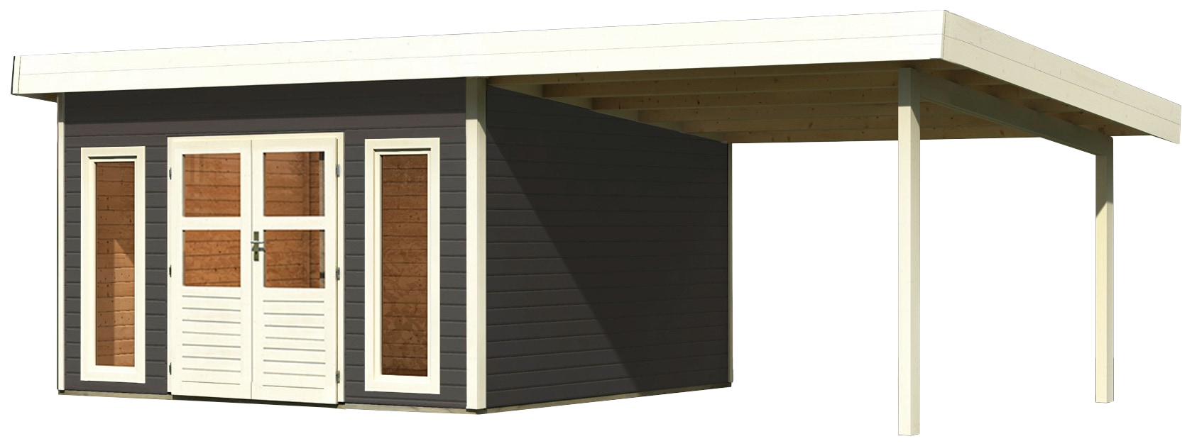 Karibu Gartenhaus "Perlsee 5" mit Anbaudach günstig online kaufen