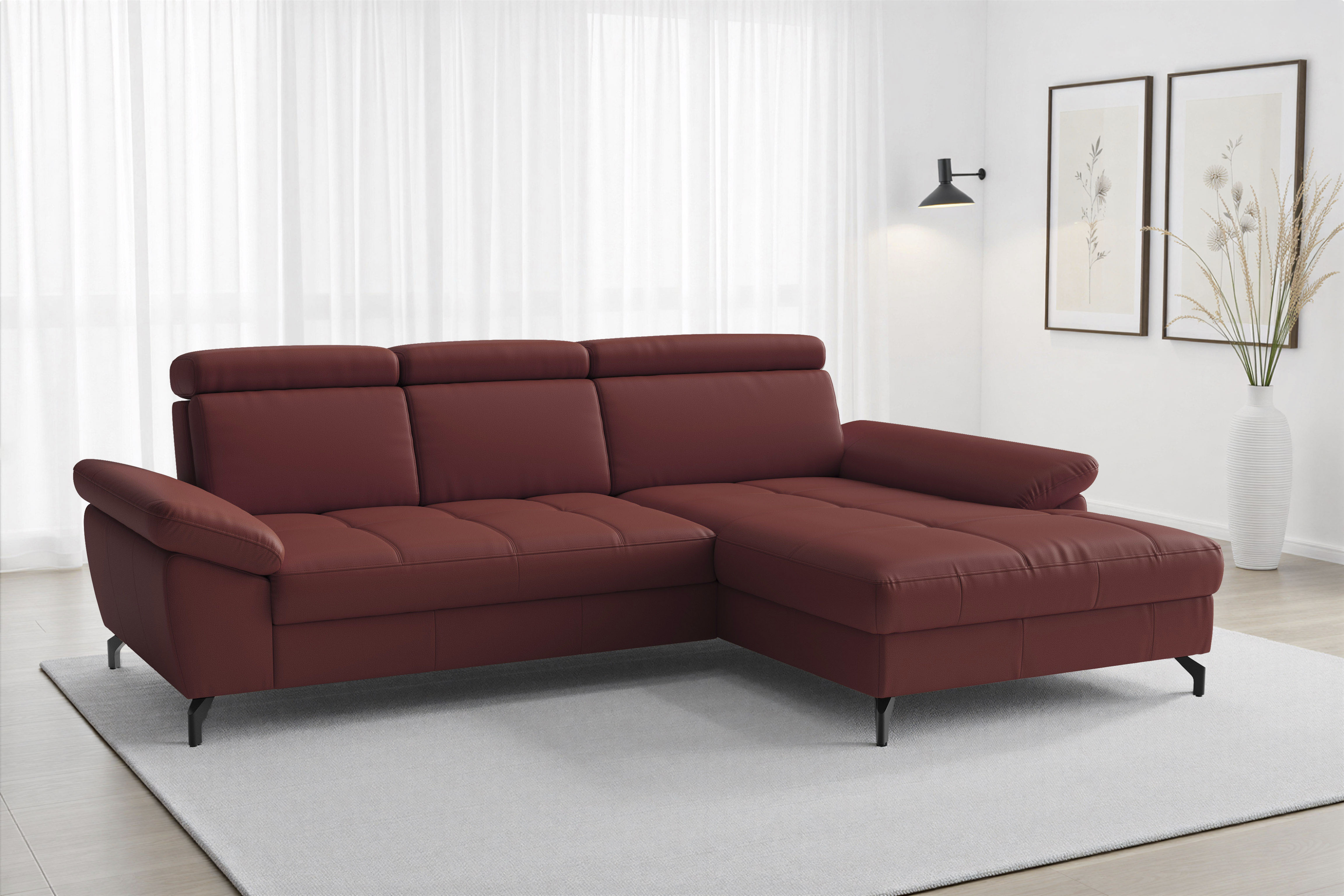 sit&more "Vanity L-Form, Leder, B: 264 cm, mit Sitz-, Kopf u. Armteilverstellung" Couch optional mit Schlaffunktion & Bettkasten, in Leder