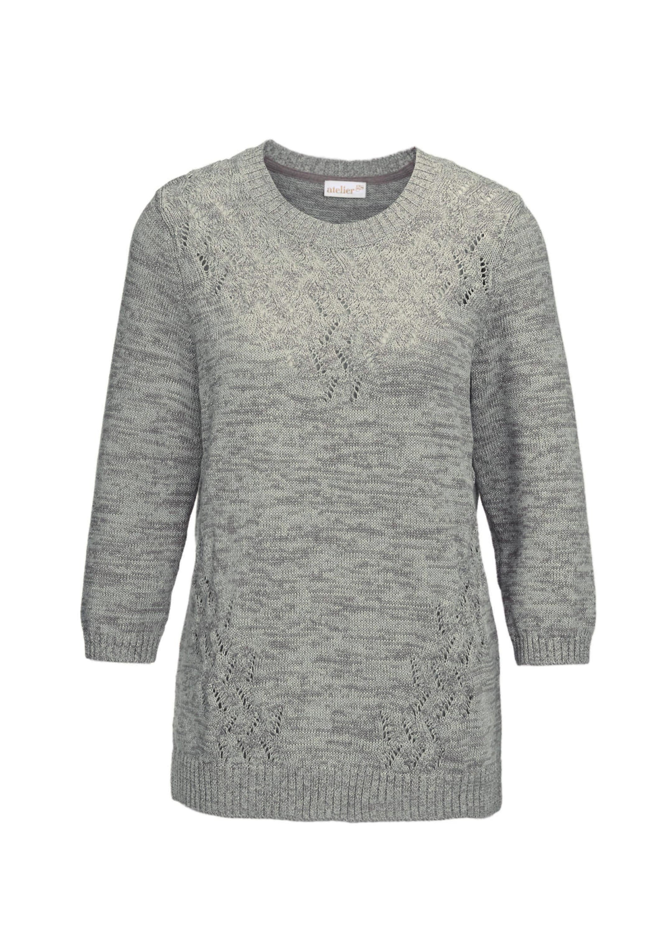 GOLDNER Rundhalspullover "Glanzpullover mit Ajour-Muster" Feminine Ajoureinsätze