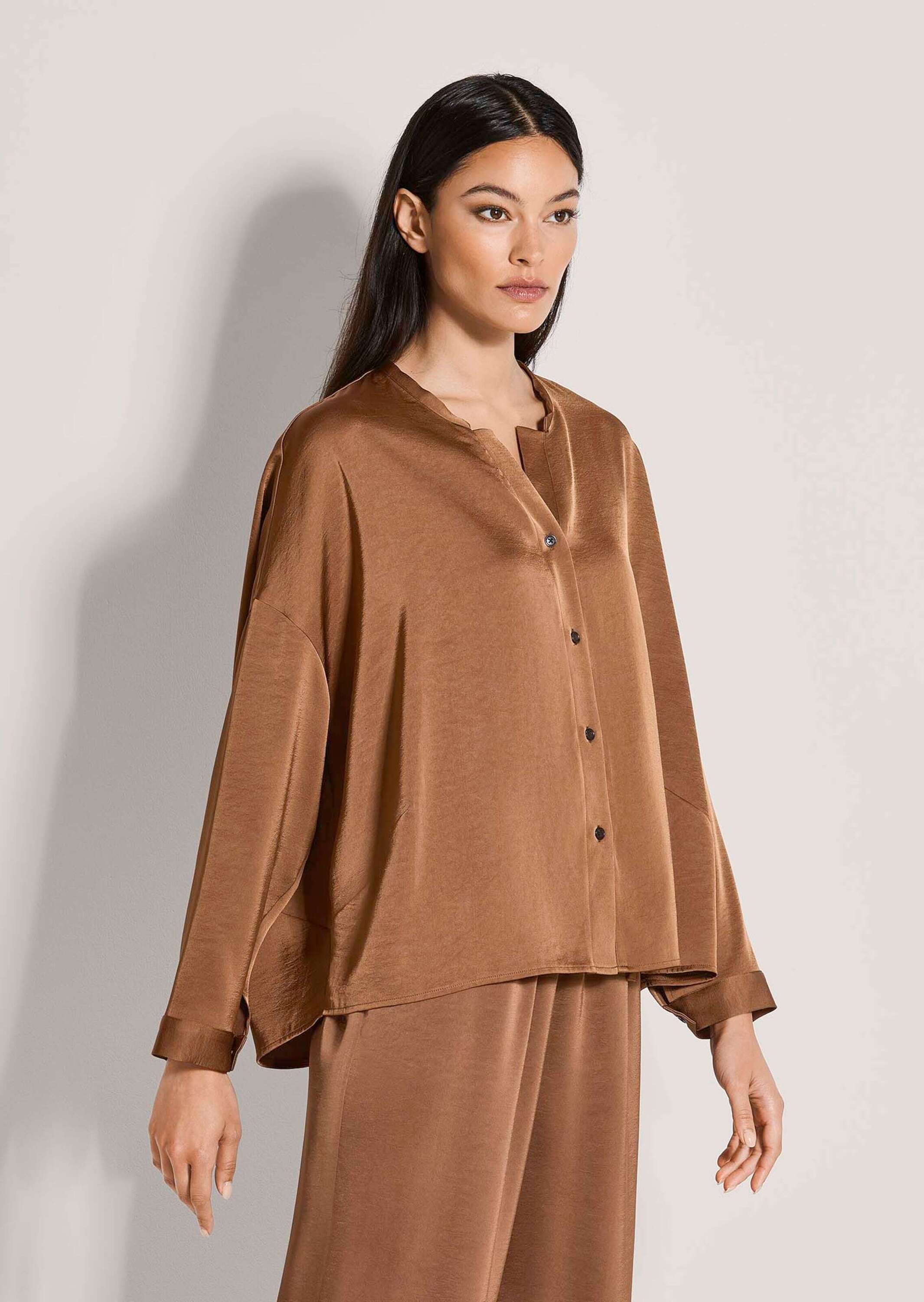 Thumbnail - MADELEINE Langarmbluse "Satinbluse Oversized-Bluse mit Glanzeffekt" Satinoptik