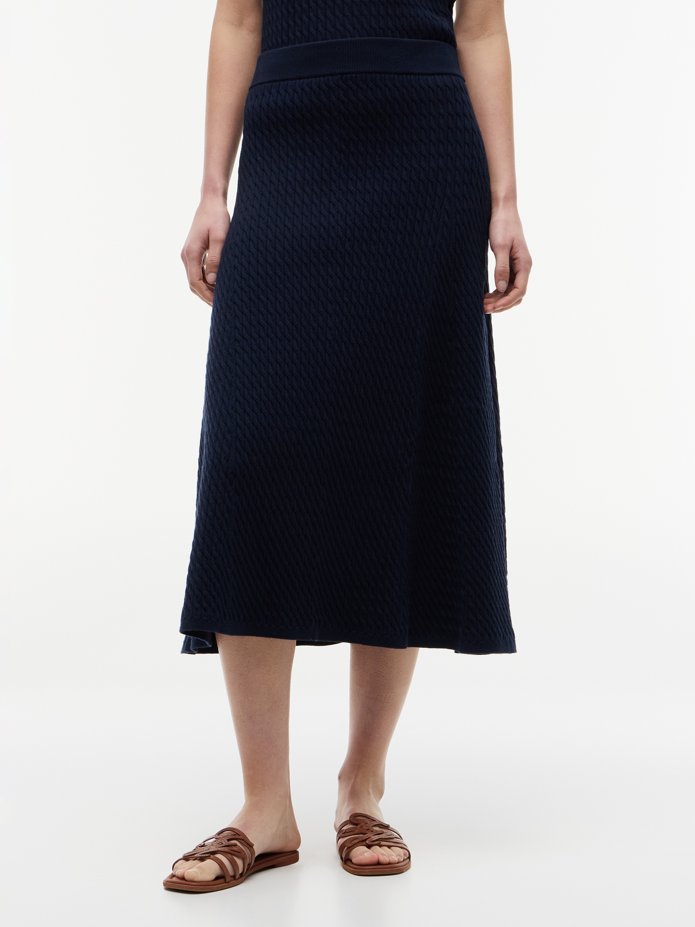 Tommy Hilfiger "CO CABLE FINE GG F&F SKIRT" Baumwollmischung, Zopfstrick