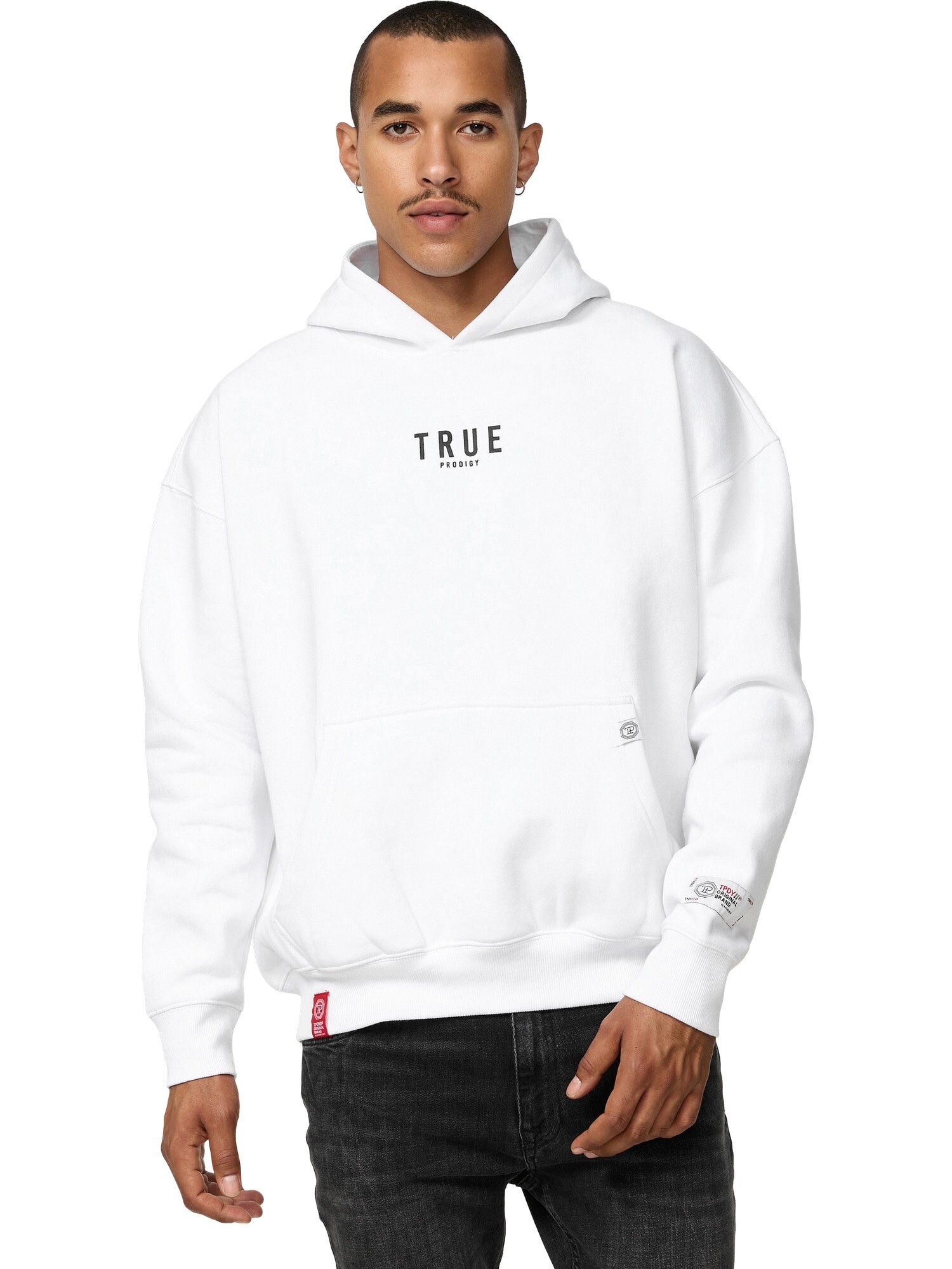 trueprodigy Hoodie "Quinn Logo Print Oversized Kapuze Kängurutasche"