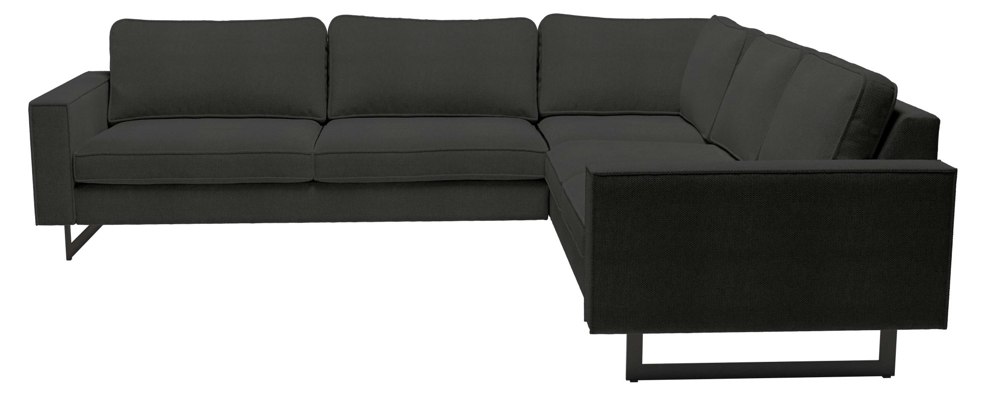 Places of Style Ecksofa »Pinto, XXL, 250/290 cm, langer Schenkel, Ottomane«, Cord, Chenille, Lederoptik, mit Keder, Metallfüße, Wellenunterfederung