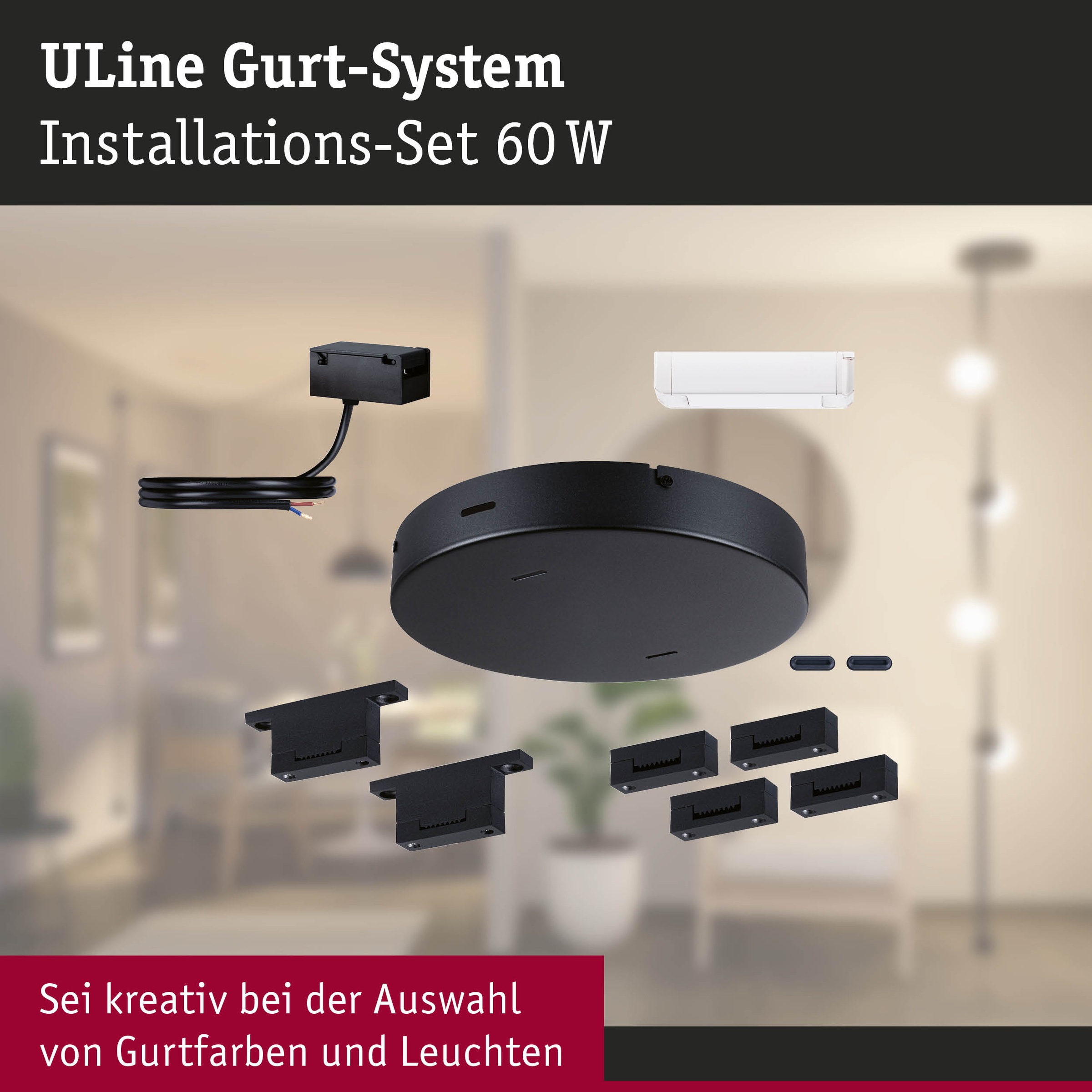 Paulmann Hängeleuchte »ULine  Installationsset 230/48V max. 60W Schwarz« 9 Stk.