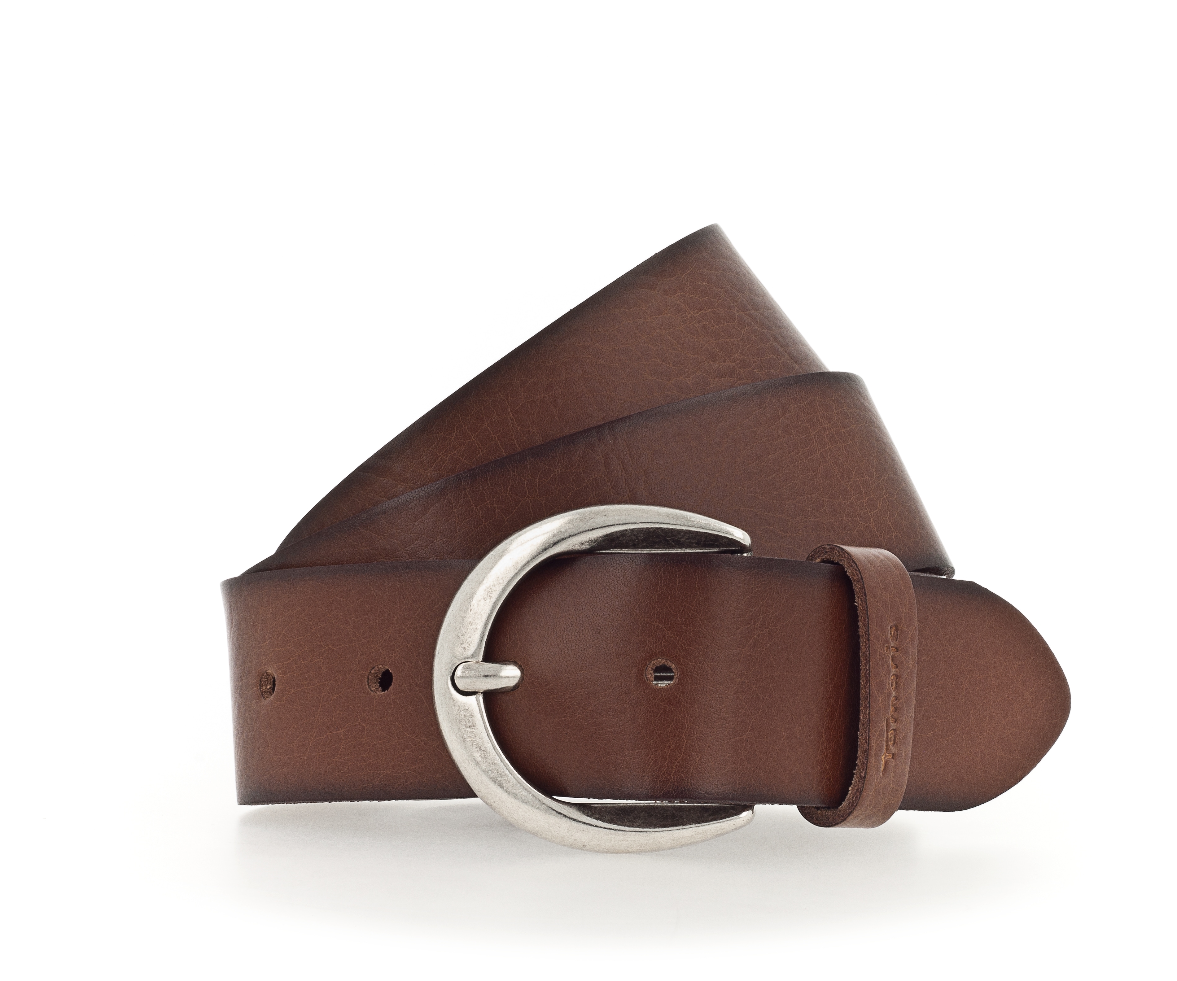 Tamaris Ledergürtel "Charlotte Silver" mit halbrunder Dornschließe in poliertem Silber, 4 cm breit