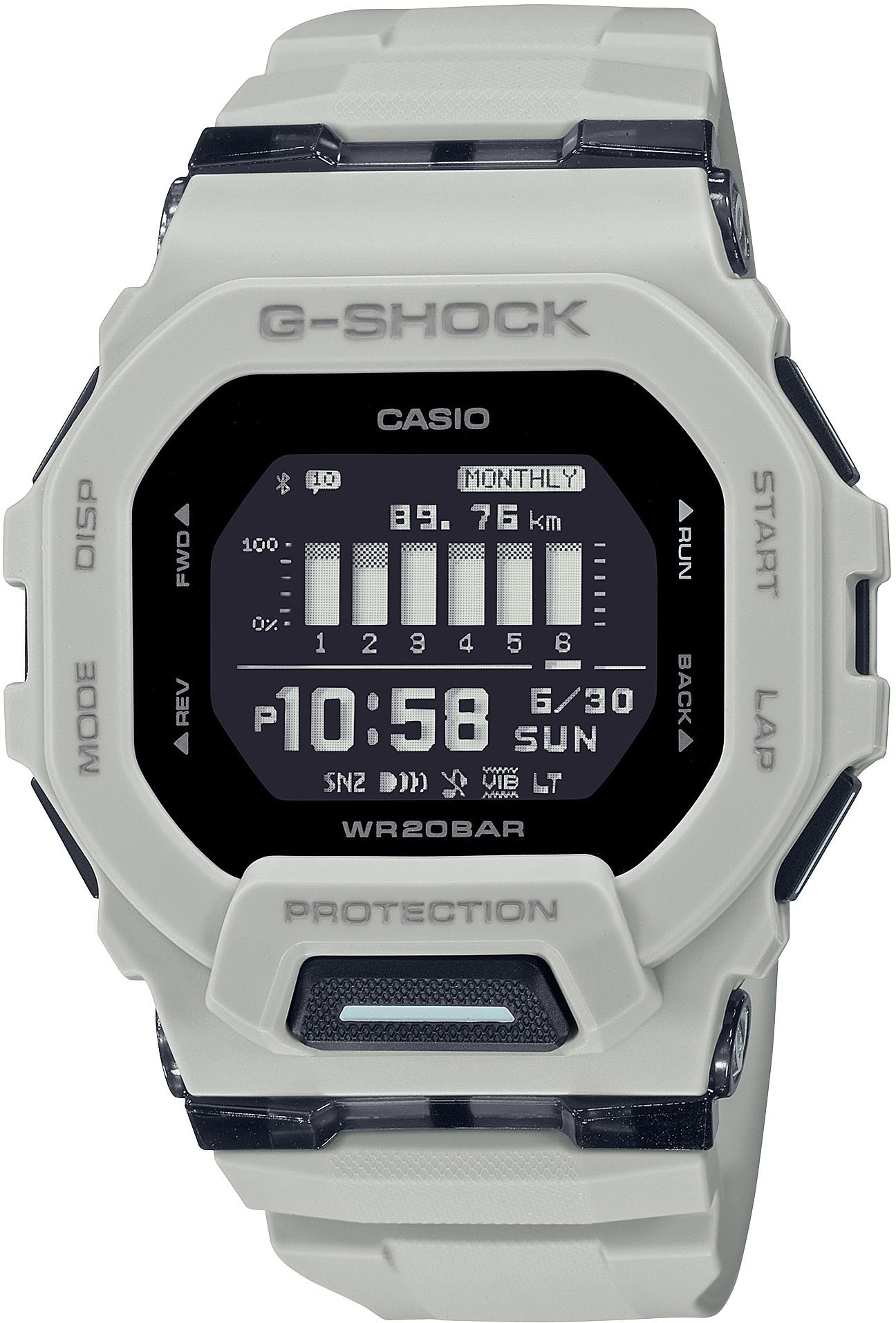 CASIO G-SHOCK Herren Smartwatch "GBD-200-1ER", grau, Smartwatches, Armbanduhr, Herren,Bluetooth,Schrittzähler,bis 20bar wasserd.,digital